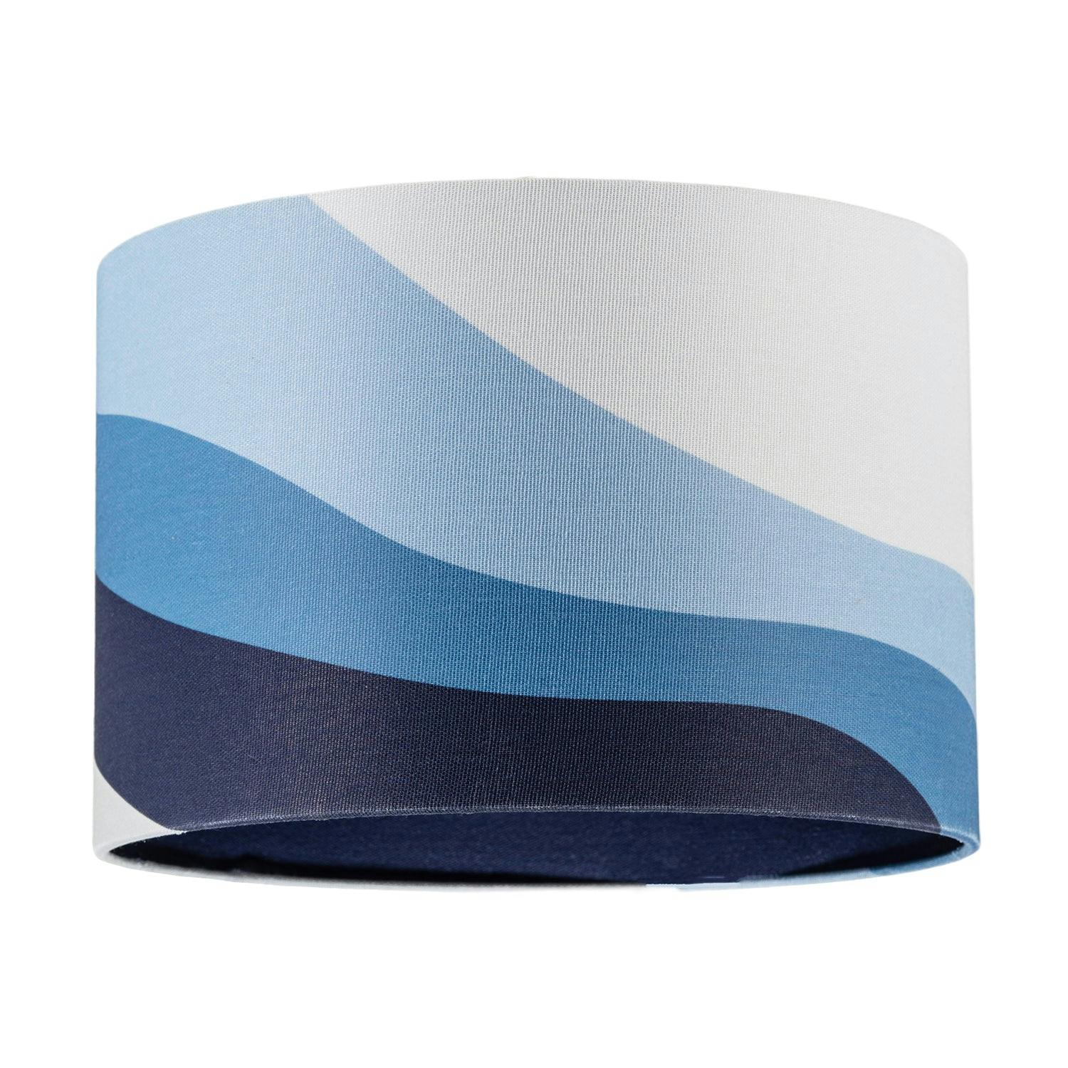Rackhams Blue Midnight Linen Fabric Lamp Shade With Inner And Outer Wavy Design