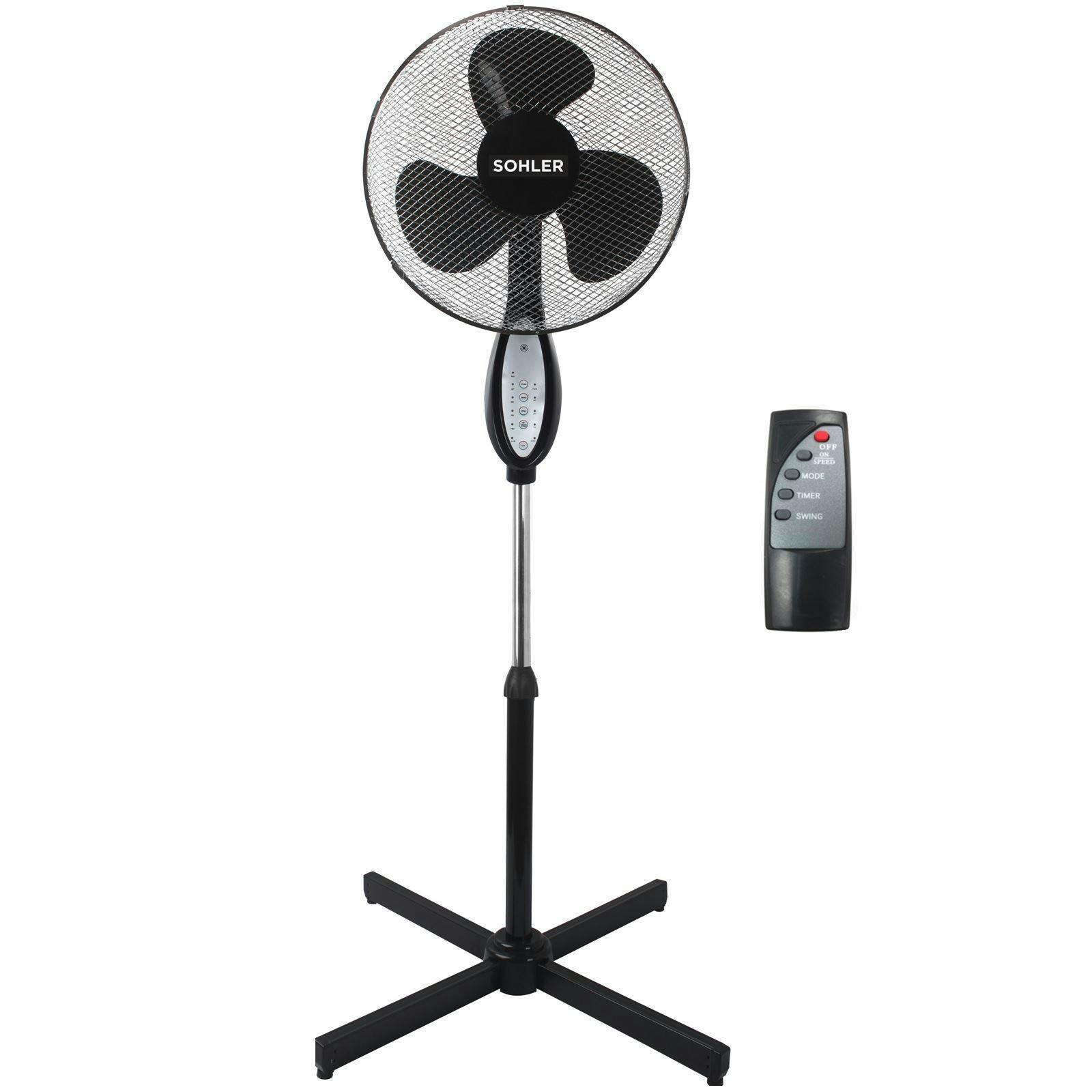 B&Q -  Black 16 Inch Remote Control Fan Standing Pedestal Stand Adjustable Oscillating Rotating - Image 4
