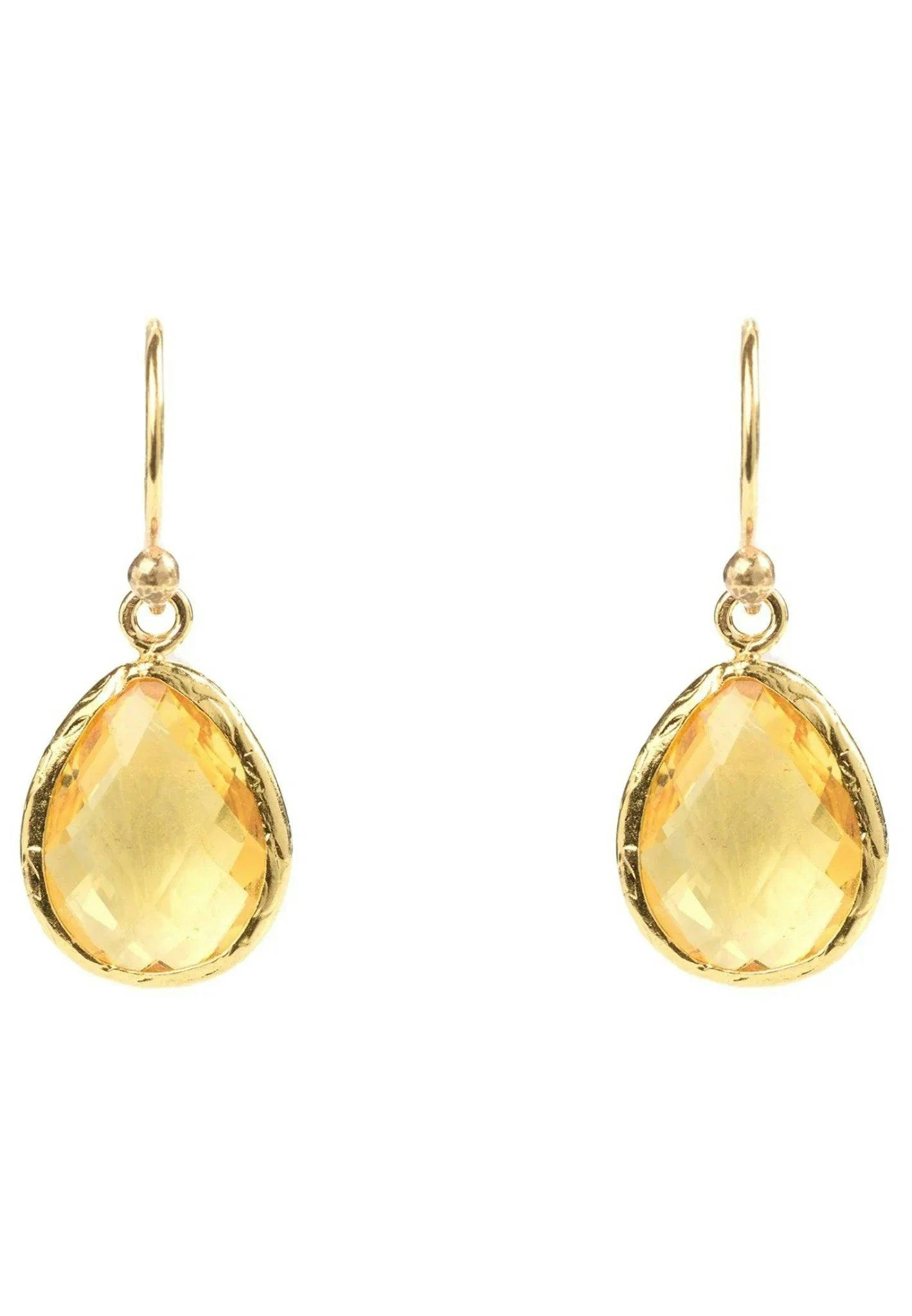 Latelita Gold Petite Drop Earrings Citrine Hydro