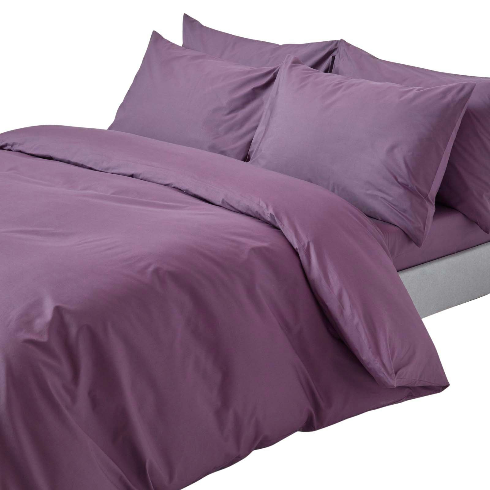 Rackhams Crisp & Cool 200 Tc Egyptian Cotton Percale Duvet Cover Set - Double - Grape