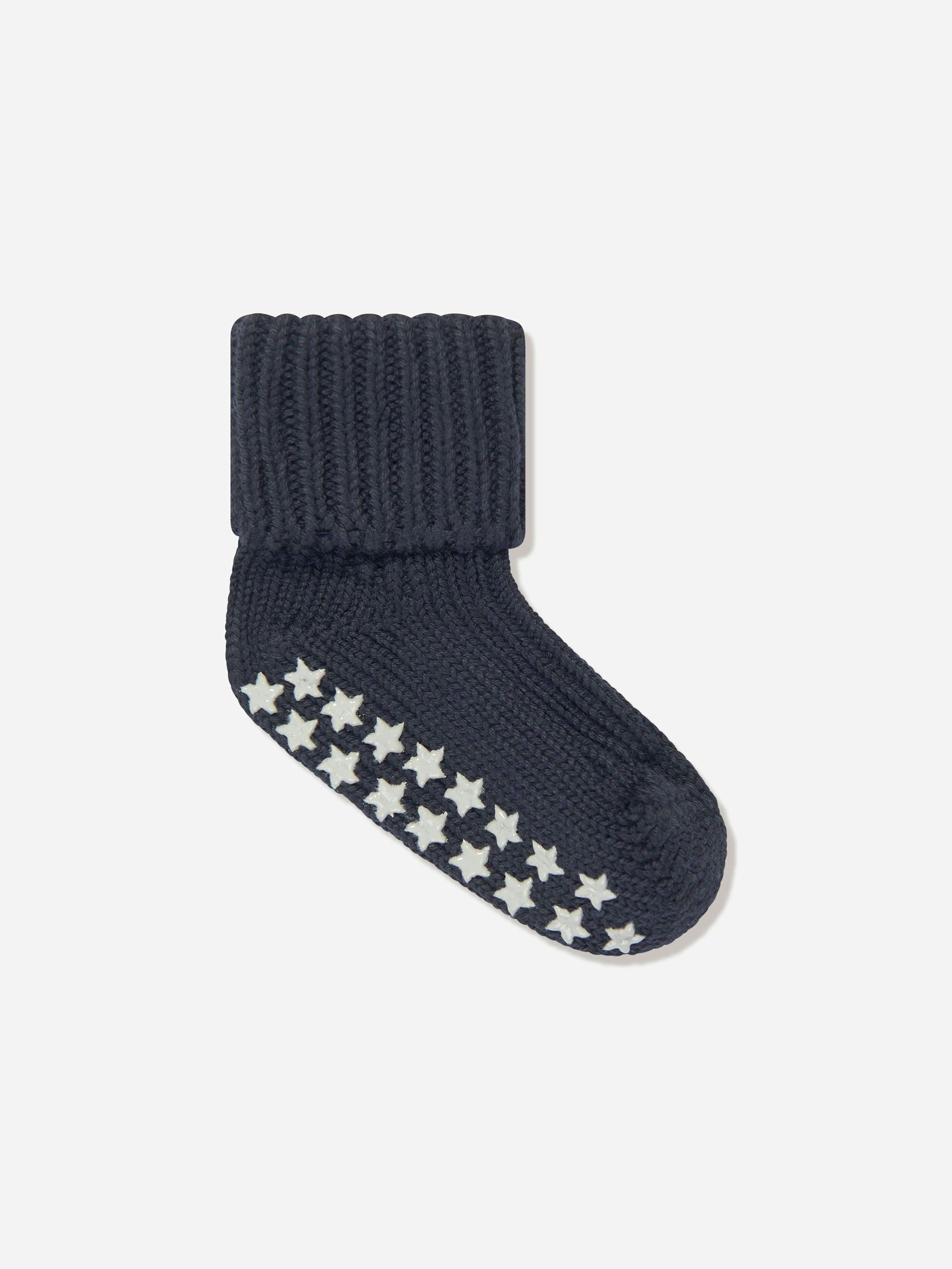 Falke Blue Baby Cotton Catspads House Socks In Navy - 1 - 6 Mths