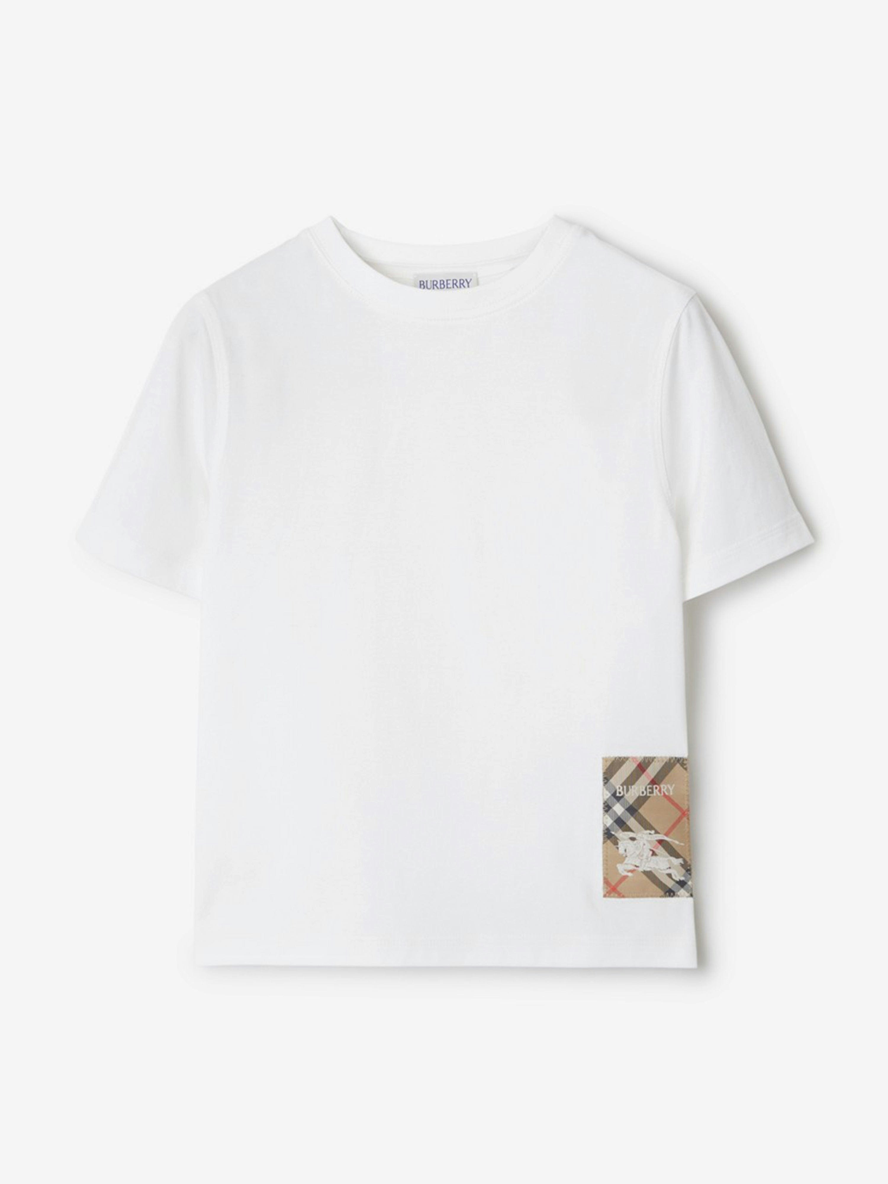 Burberry Kids Girls White Burberry Cedar Ekd Label T-Shirt In - 4 Yrs