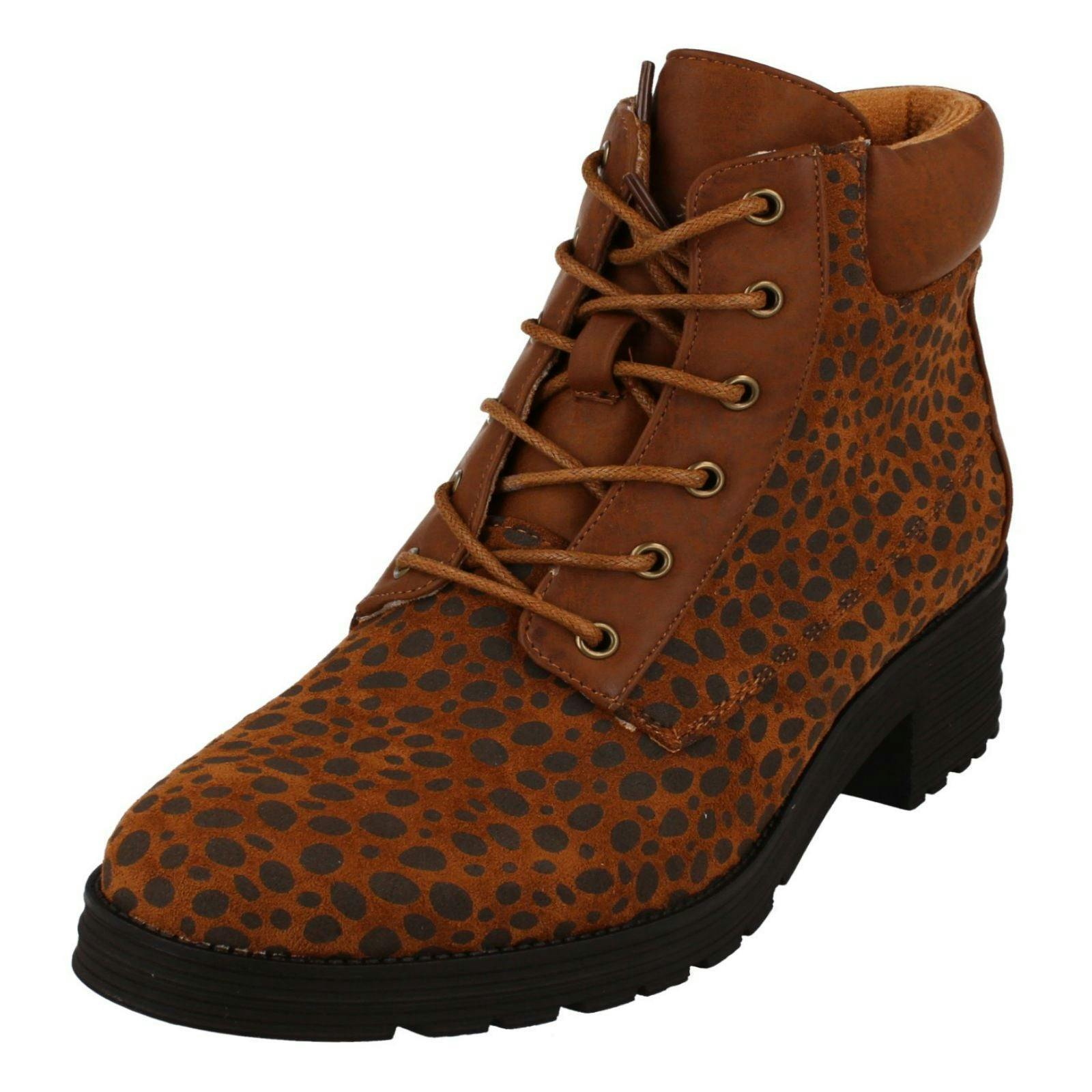 Spot On Women's Brown Ankle Boots F51021 - Uk 3