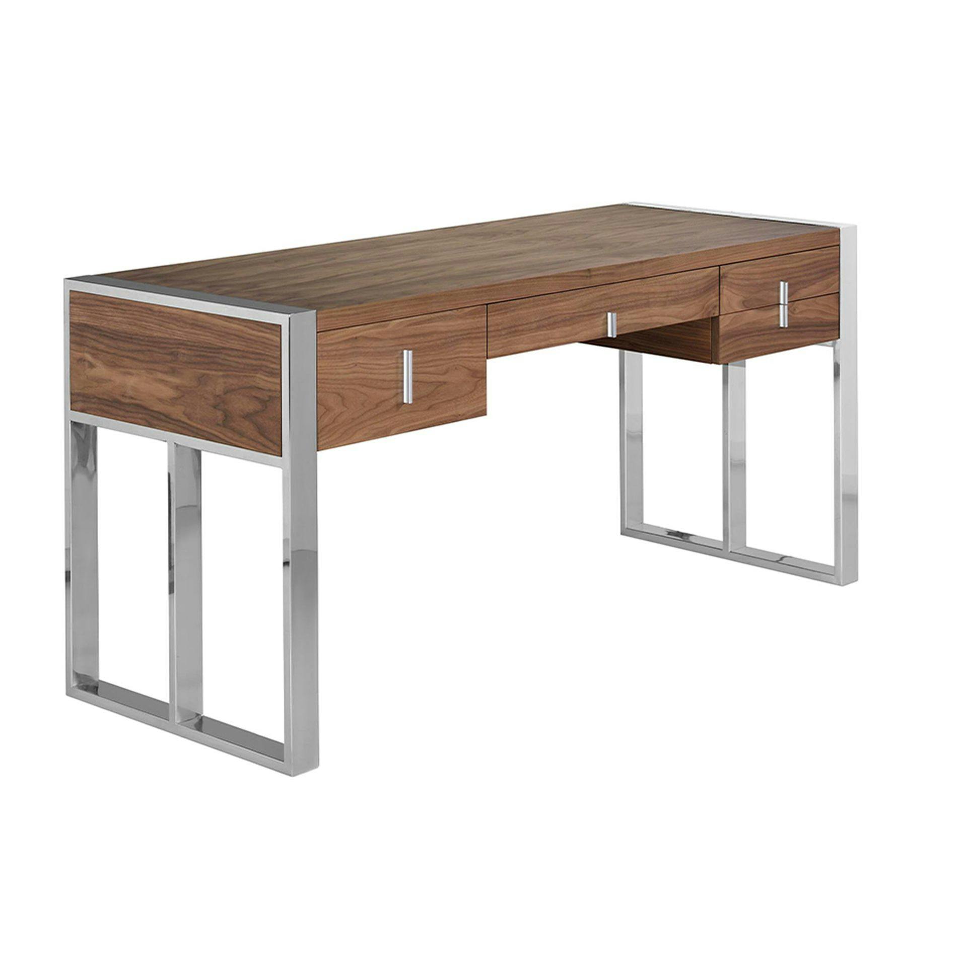 Angel Cerdá Walnut And Chrome-Plated Steel Desk 3135