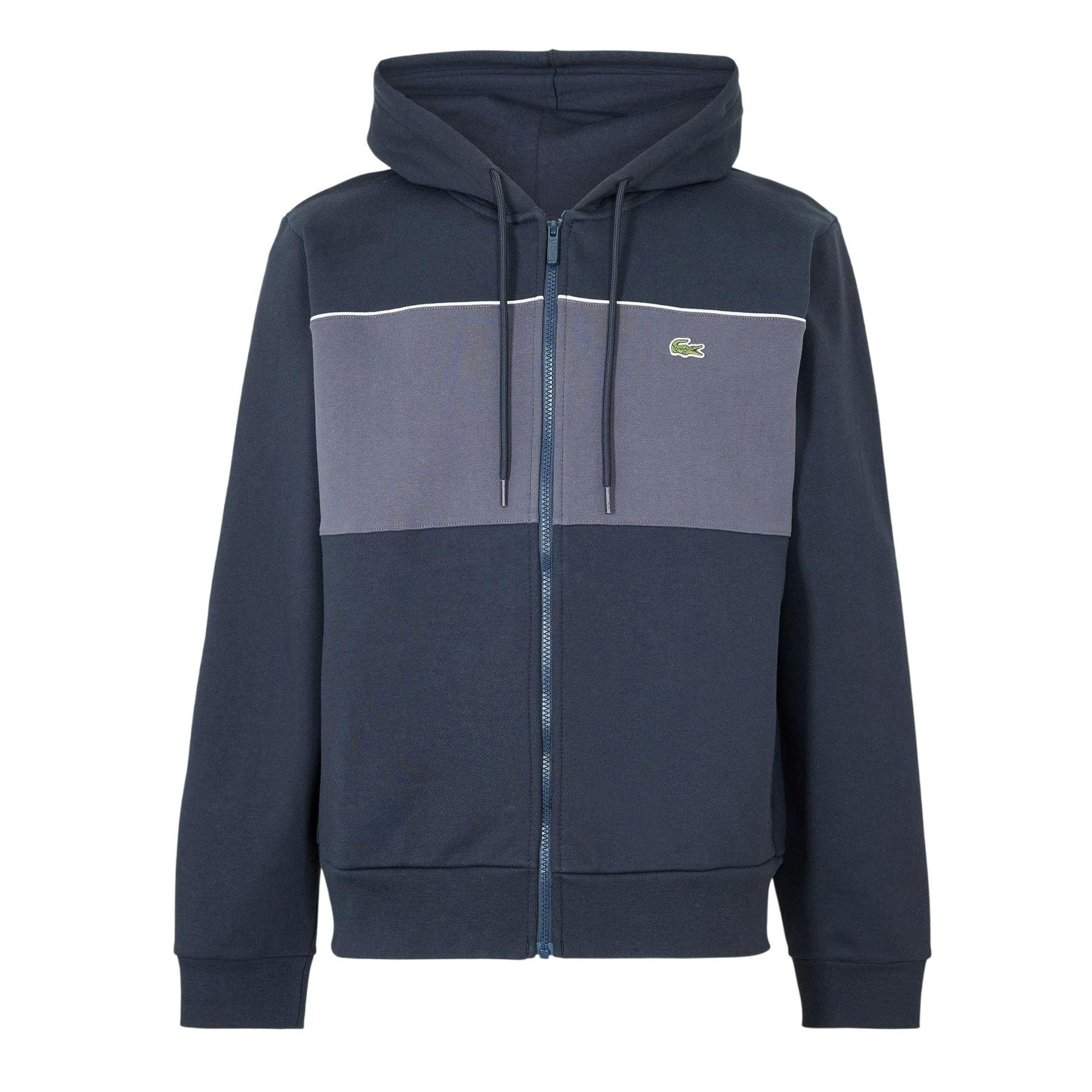 Lacoste Men's Black Colour Block Full Zip Hoodie - Xxl - 100% Cotton