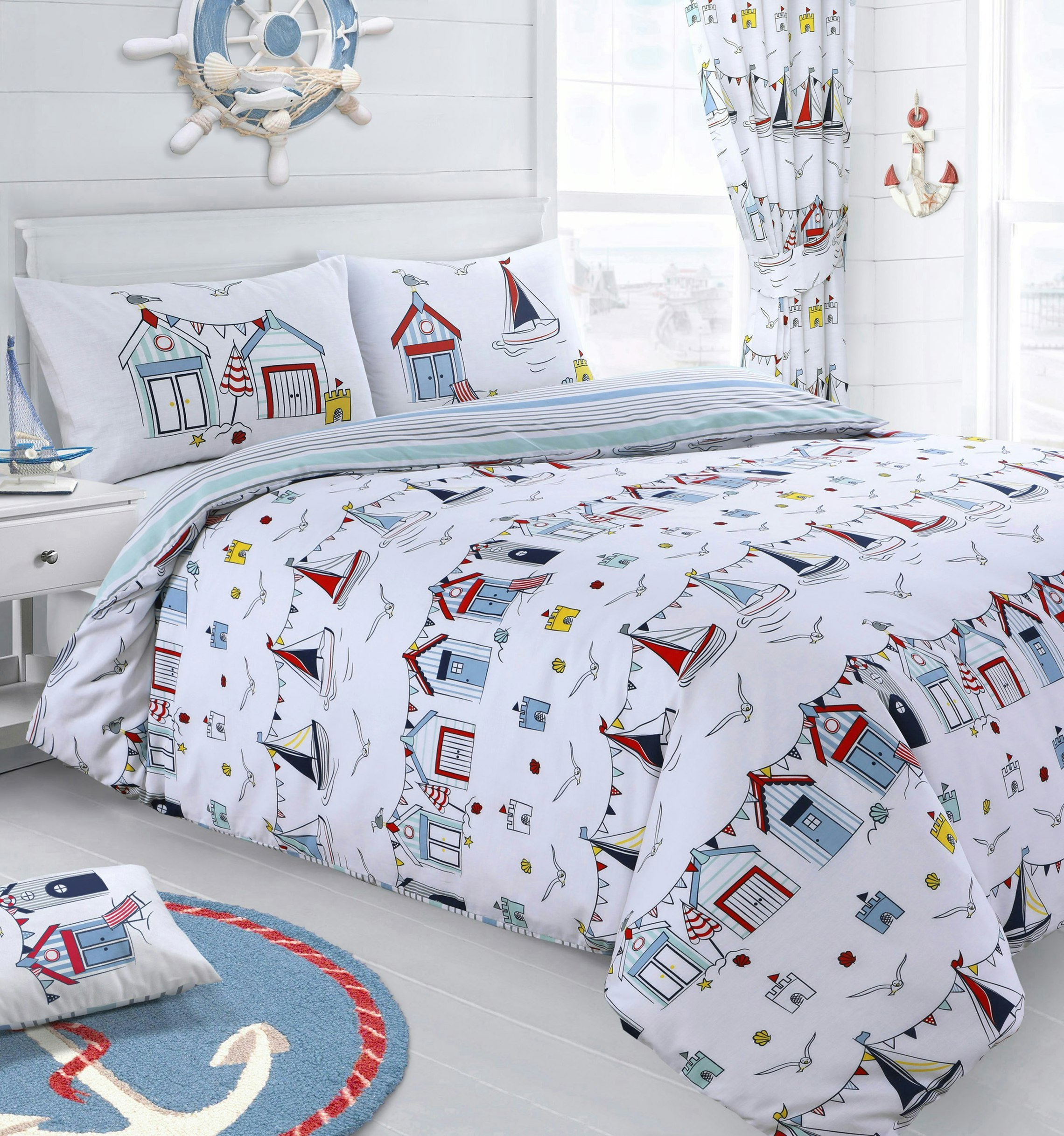 Rackhams Nautical Printed Cotton Blend Duvet Cover And Pillowcase Set - Multi - Double