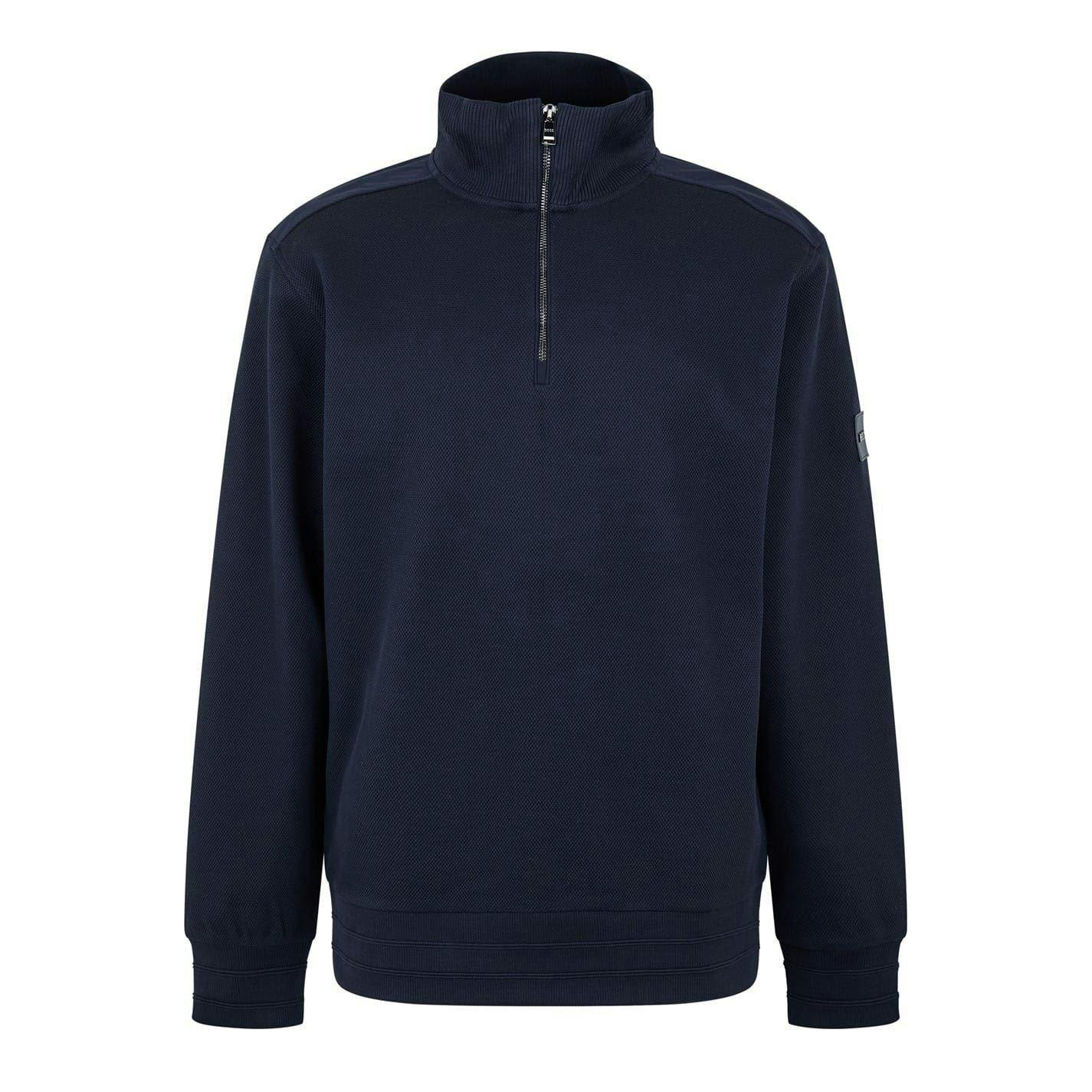 Boss Men's Dark/Blue Sidney Quarter Zip Regular Long-Sleeved Sweatshirt - Xxl - 100% Mixed
