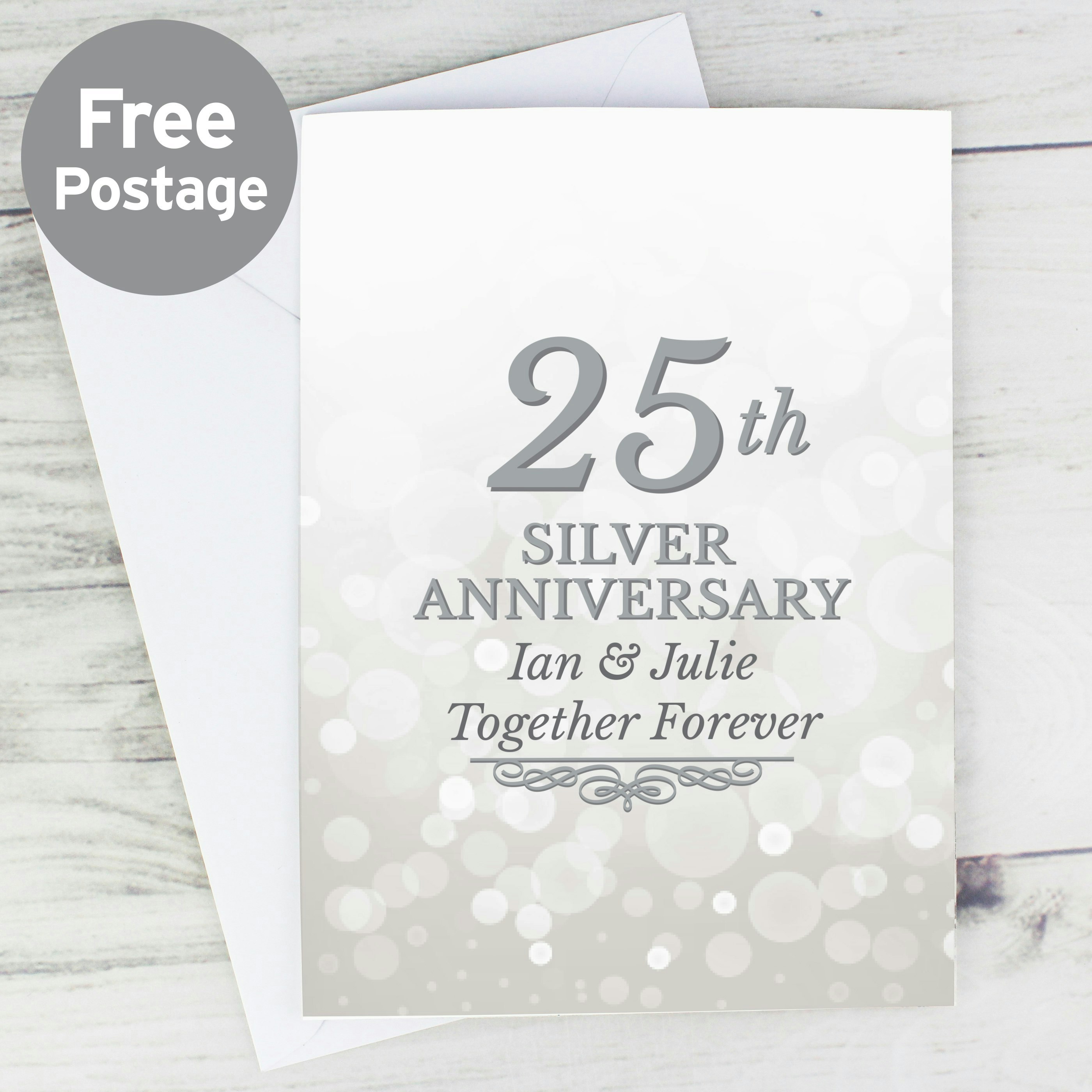Personalised Memento Company Silver Personalised 25Th Anniversary Card
