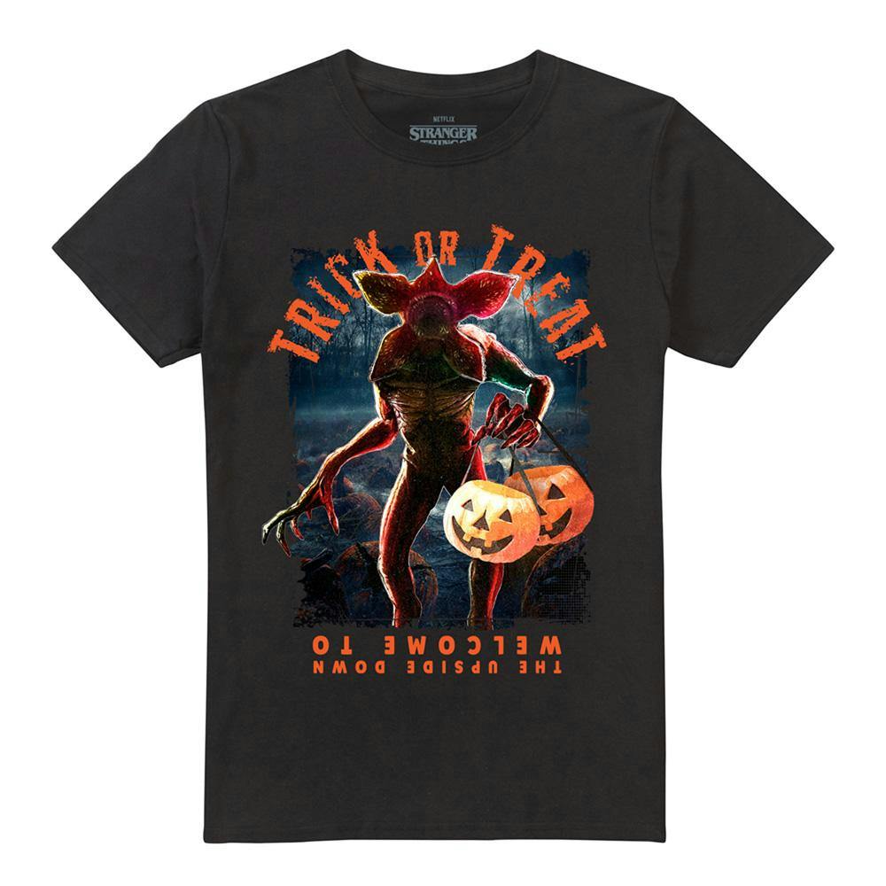 Stranger Things Unisex Black Adult Trick Or Treat Demogorgon T-Shirt - 4XL