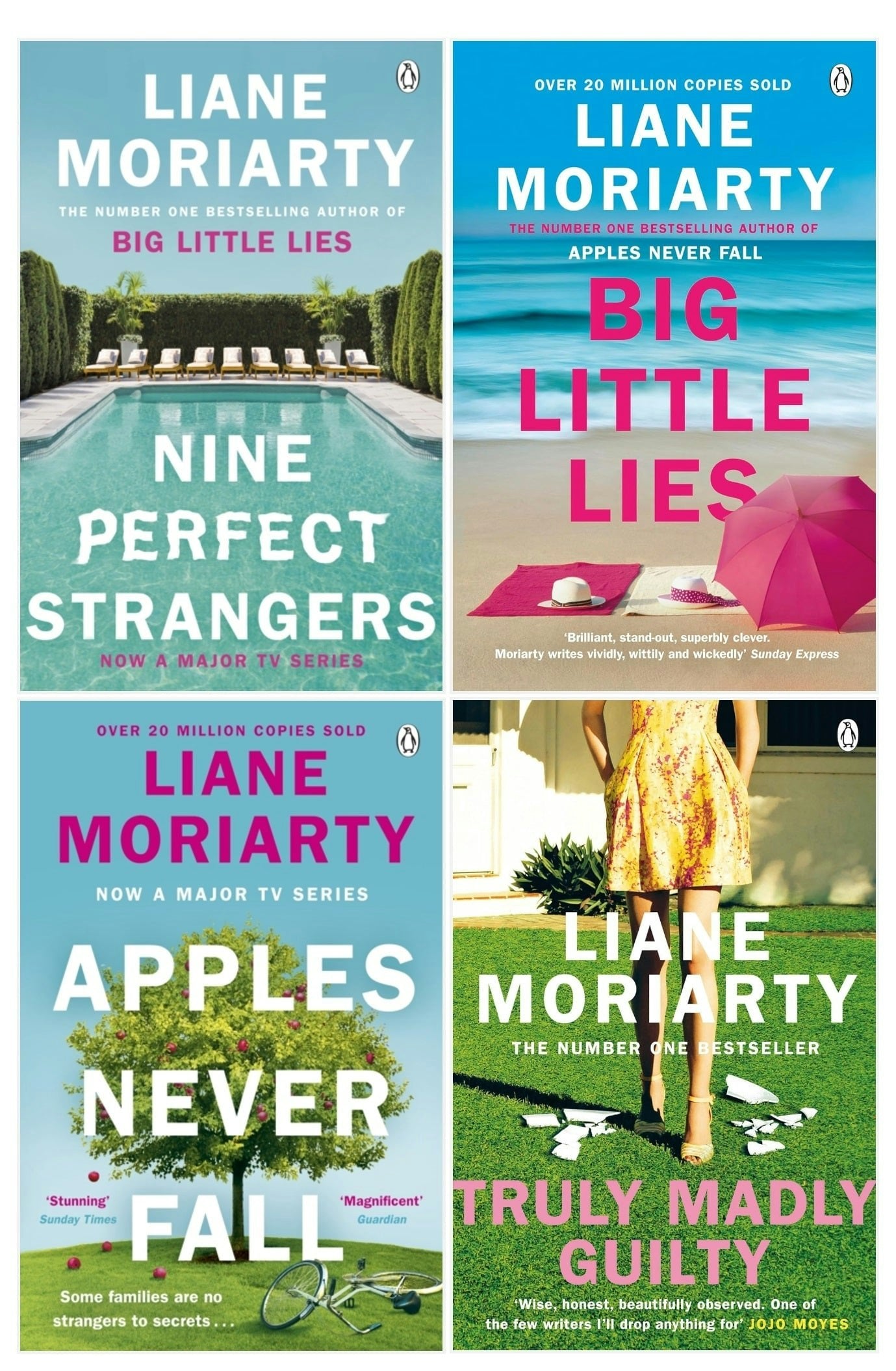 Puffin Liane Moriarty Collection 4 Books Set (Nine Perfect Strangers, Apples Never Fall, Big Little Lies, Truly Madly Guilty)