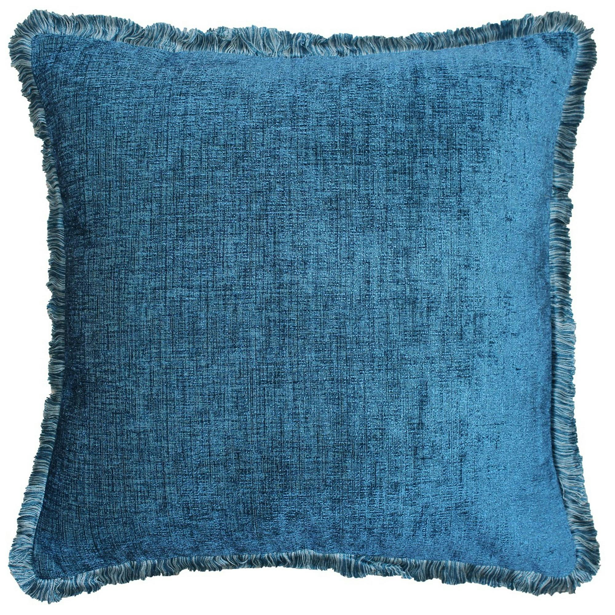 Riva Home Light Astbury Fringed Square Cushion Cover - Teal - 50 X 50Cm - Teal - 100% Polyester