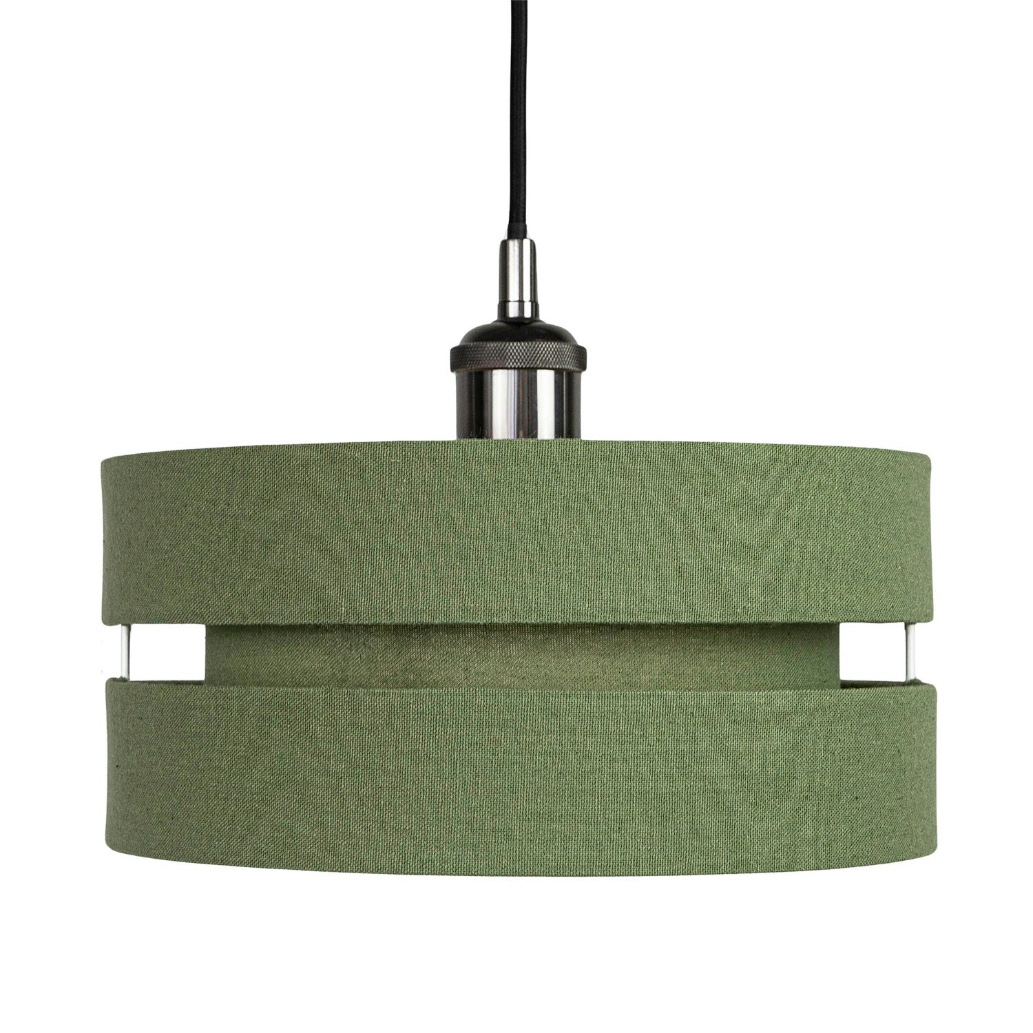 Photos - Chandelier / Lamp Rackhams Contemporary Olive Green Linen Fabric Triple Tier Ceiling Pendant Light Shade