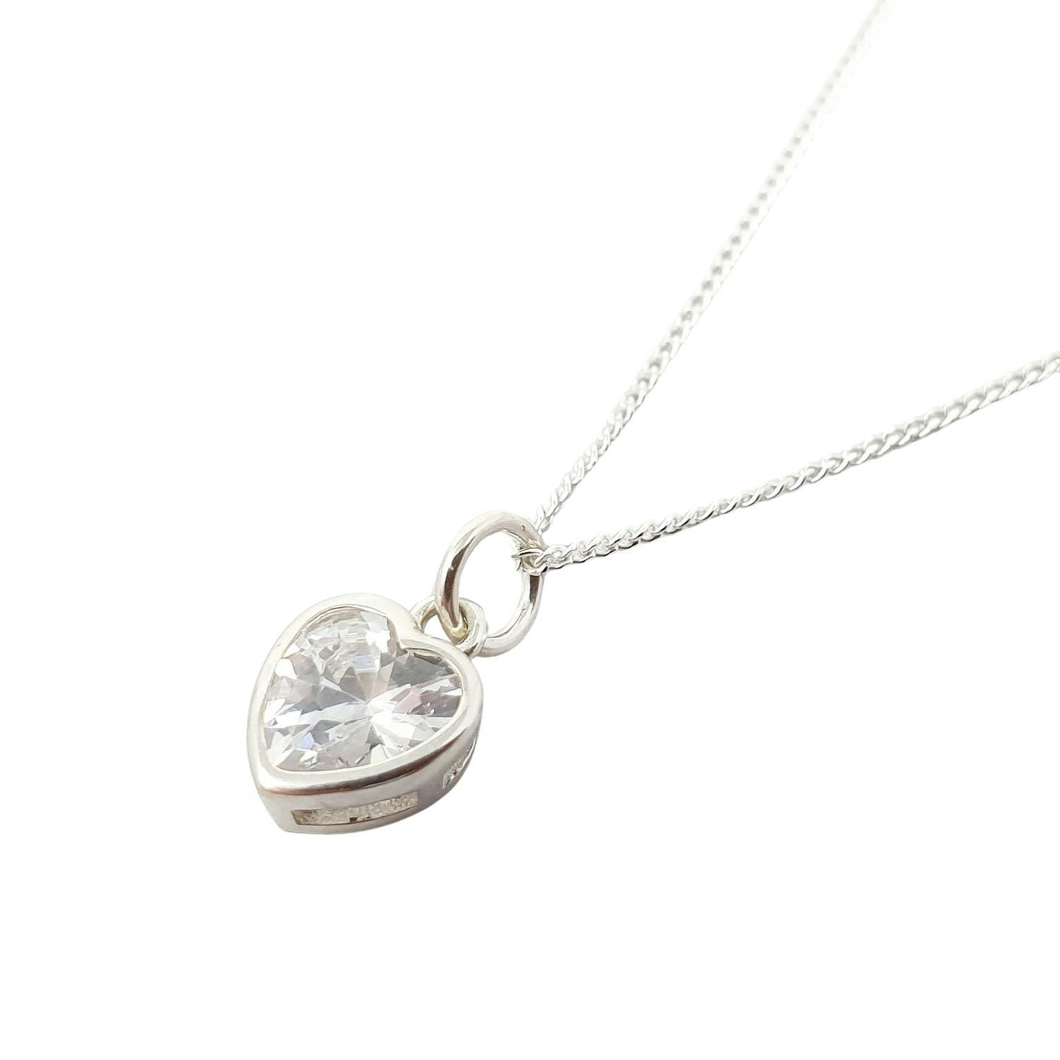 Harfi Silver Mini Heart Diamond April Birthstone Necklace