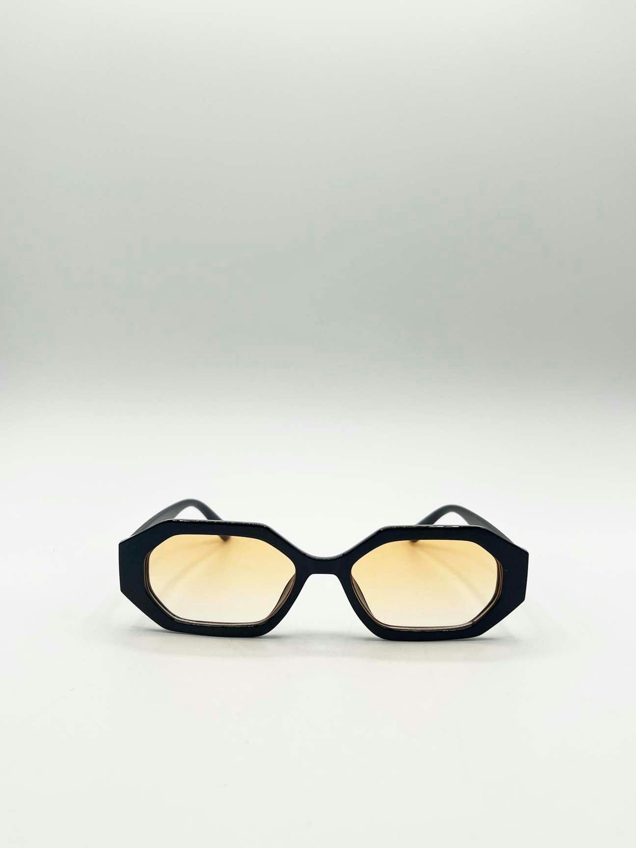Svnx Unisex Black Oval Geomentric Sunglasses In Orange - Image 4