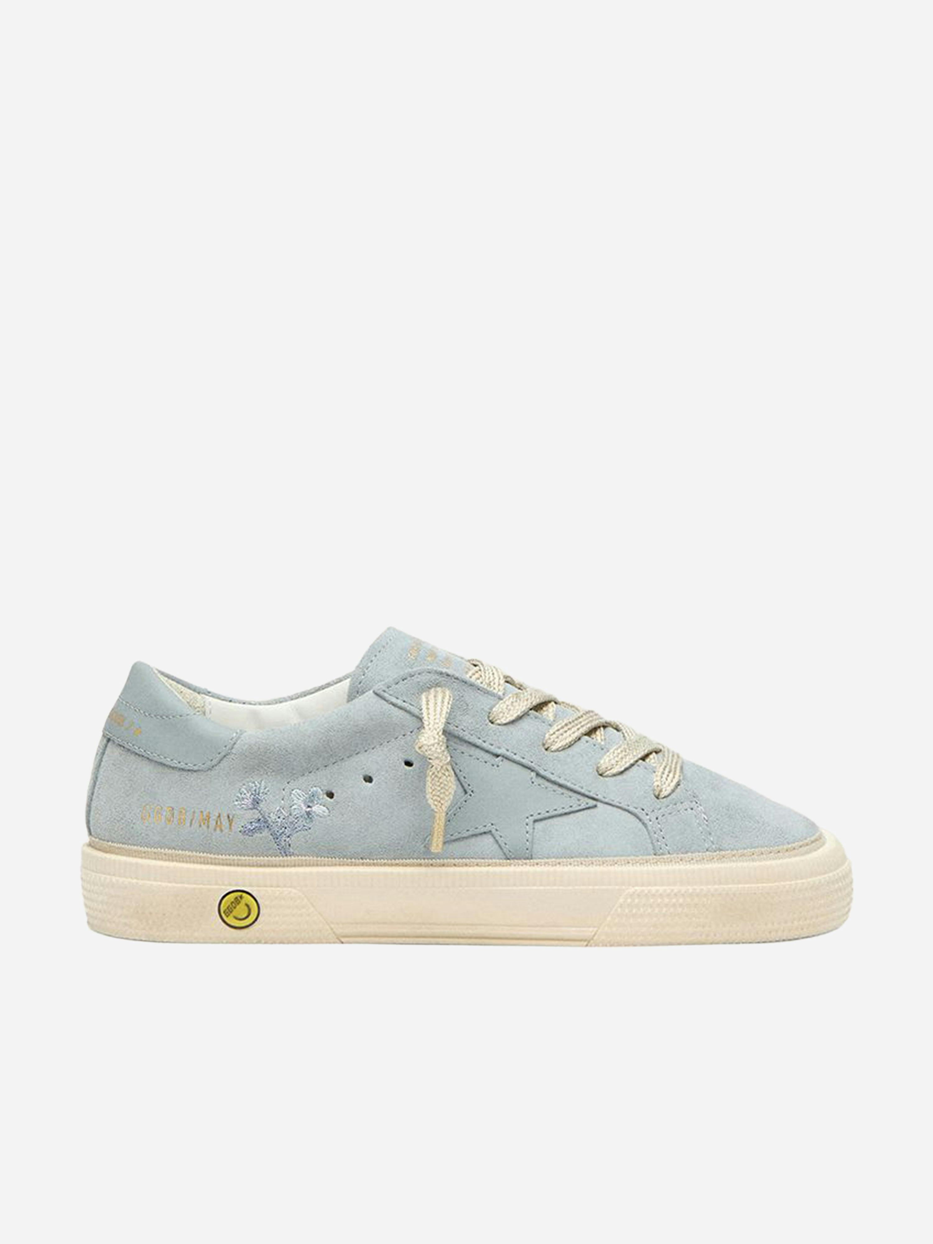 Golden Goose Kids Girls Golden/Blue Goose Kids Goose Suede And Leather Star Embroidered May Trainers In - Eu 33 Uk 1
