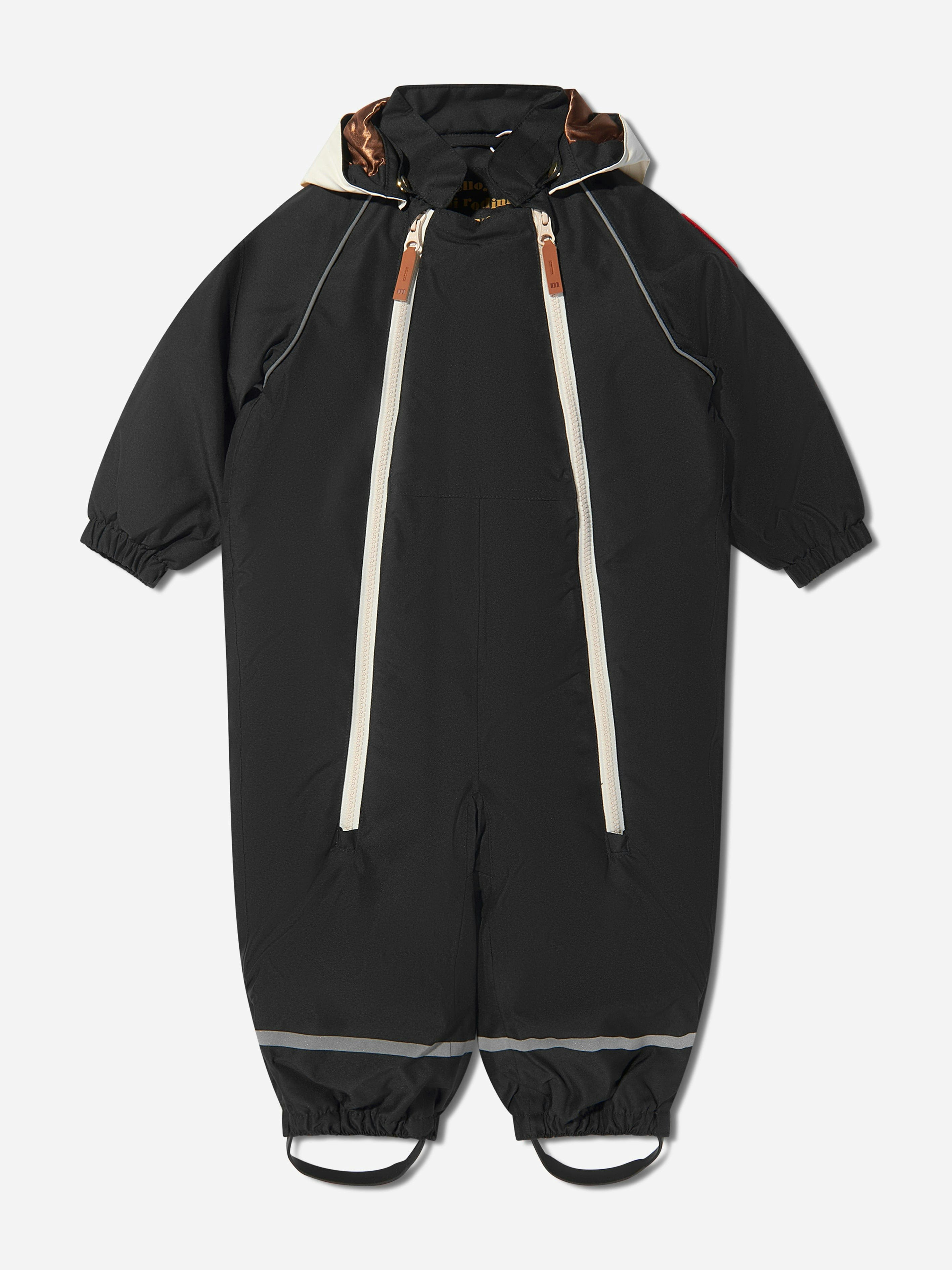 Mini Rodini Unisex Infant Black Baby Alaska Panda Snowsuit In - 9 Mths