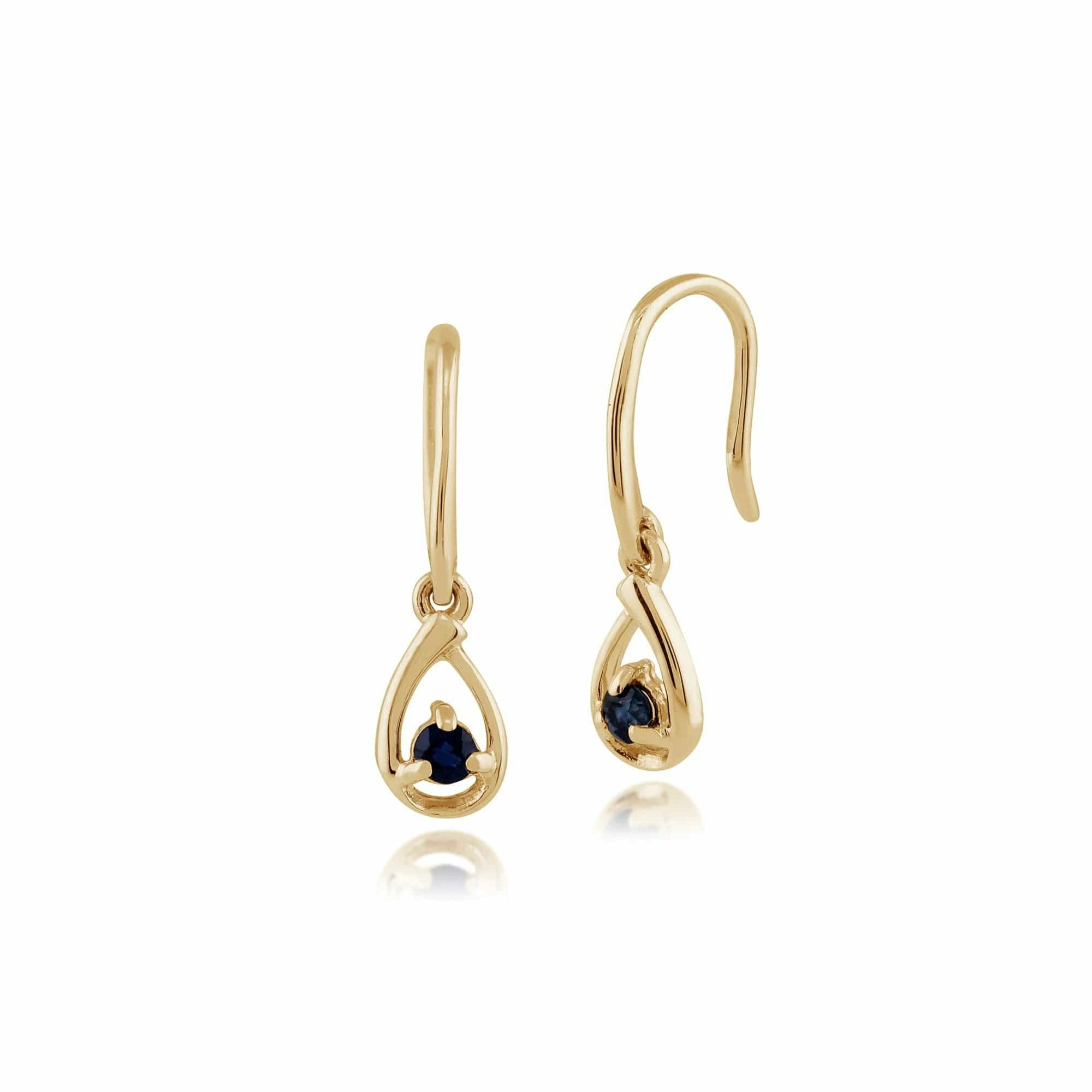 Gemondo Gold Classic Round Sapphire Hook Drop Earrings In 9Ct