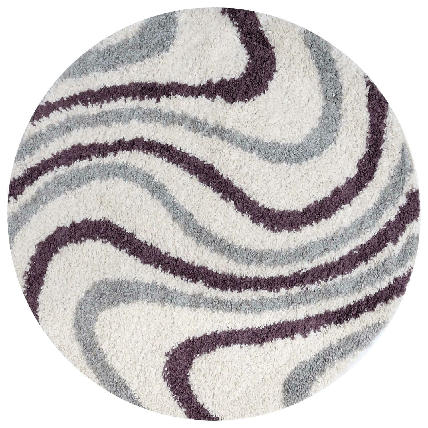 Rackhams Grey/Purple Moodi Shaggy Smokeberry Rug - Ø 120 Cm - Image 2