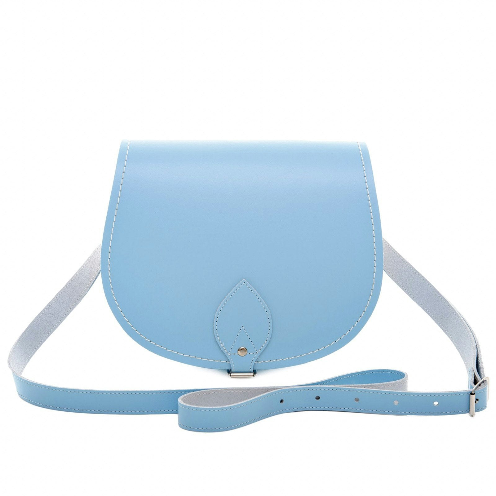 Zatchels Blue Handmade Leather Saddle Bag - Pastel Baby - Large