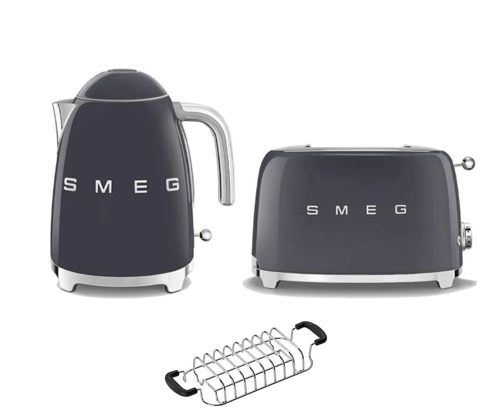 Smeg Grey Klf03 Kettle + Tsf01 Toaster + Tsbw01 Bun Warmer Bundle