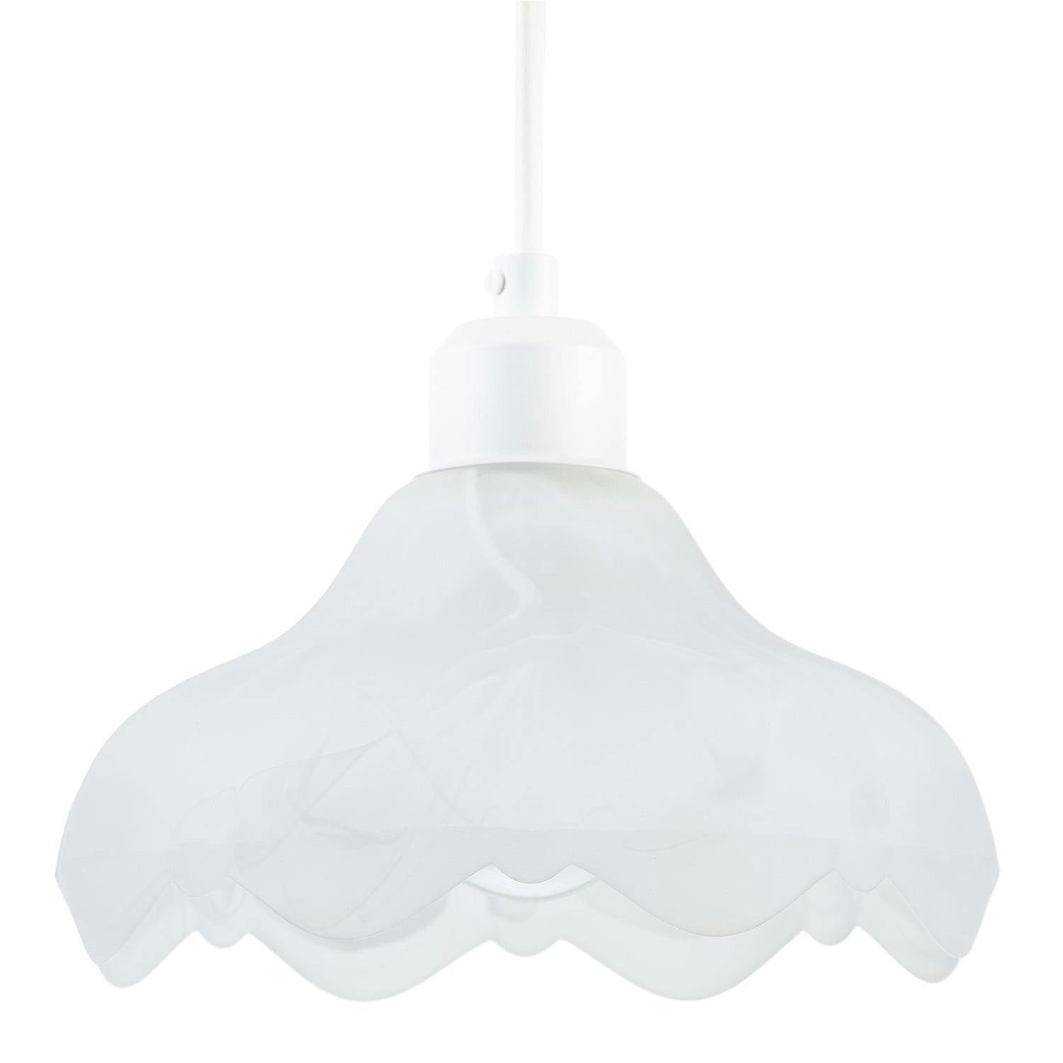 Rackhams Light Sculptural Frosted Alabaster Glass Ripple Pendant Ceiling Shade