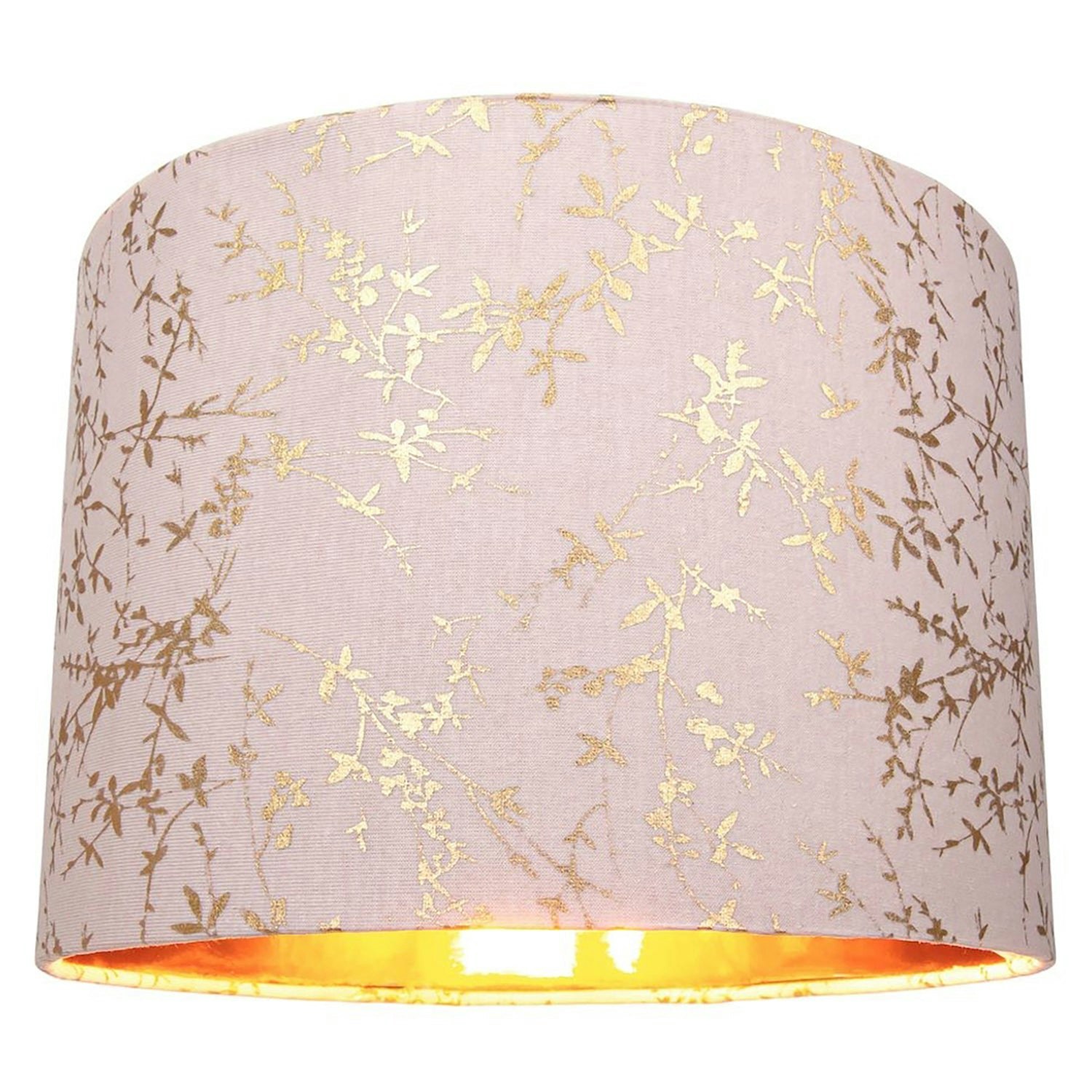 Rackhams Pink/Gold Modern Soft Cotton Fabric 12" Lamp Shade With Foil Floral Decoration