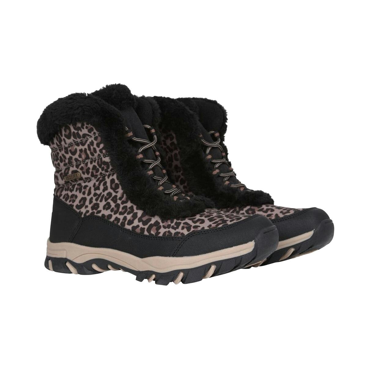 Mountain Warehouse Women's Black Ohio Leopard Print Thermal Snow Boots - 9 Uk - 100% Mixed