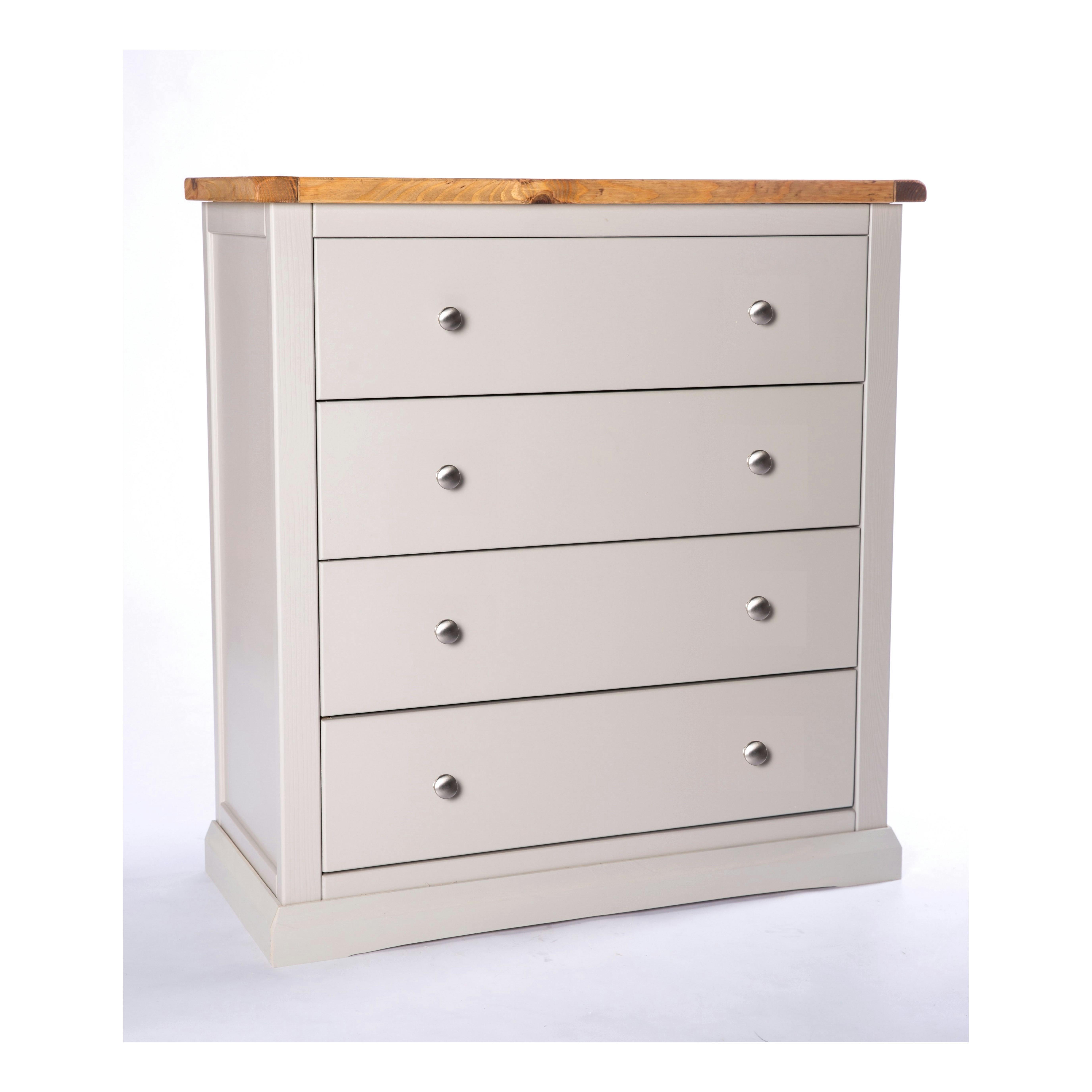 Rackhams Light/Grey Loreo 4 Drawer Chest Of Drawers Chrome Knob