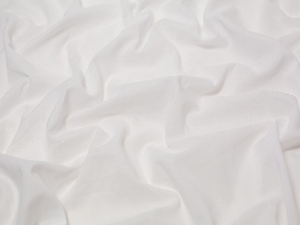 Minerva White Core Range Cotton Voile Fabric - Plain Design Dressmaking Fabric, 140 Cm / 56" Wide - Per Metre