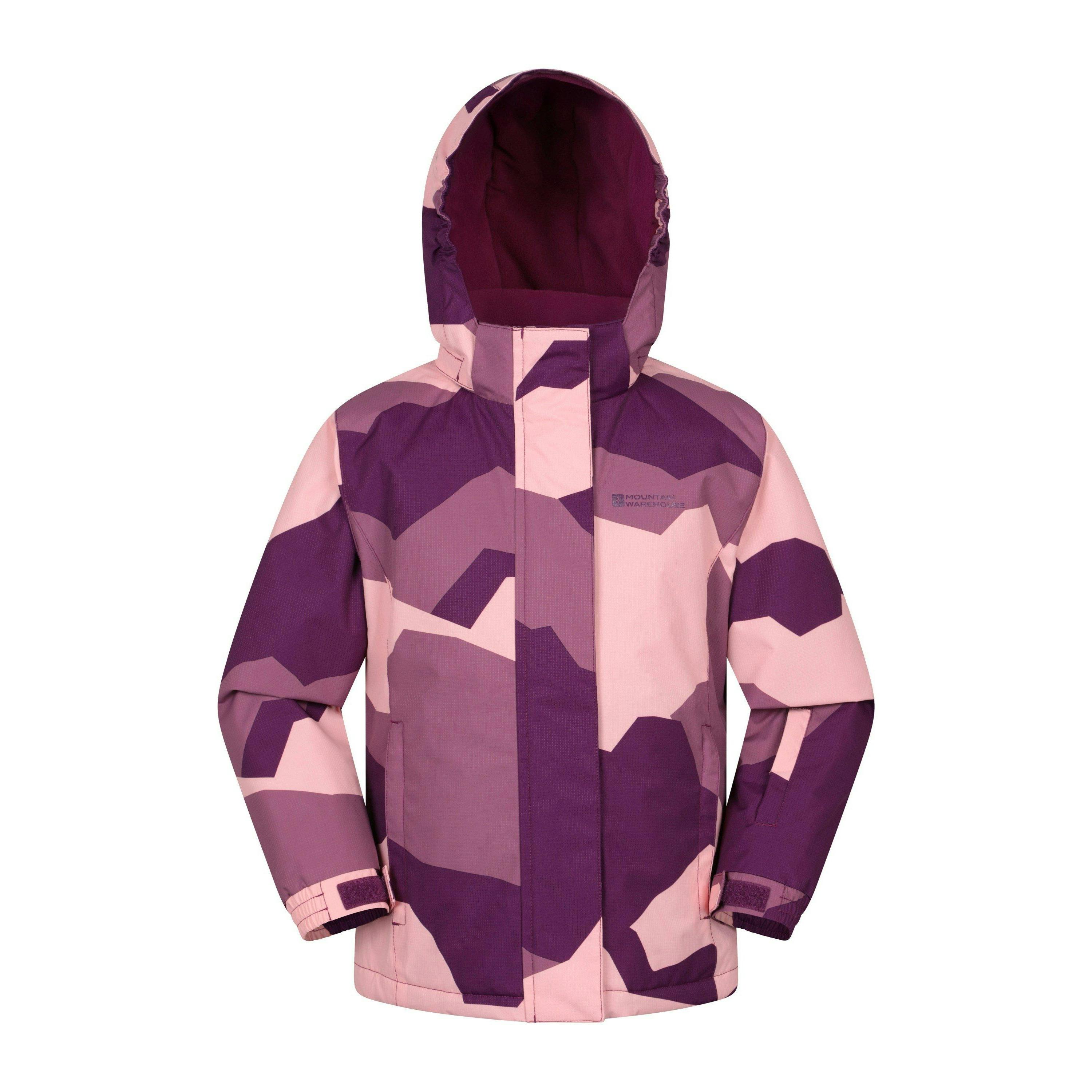 Mountain Warehouse Kids Snowdrop Watercolour Ski Jacket - Berry - 13 Years - Berry - 100% Polyester