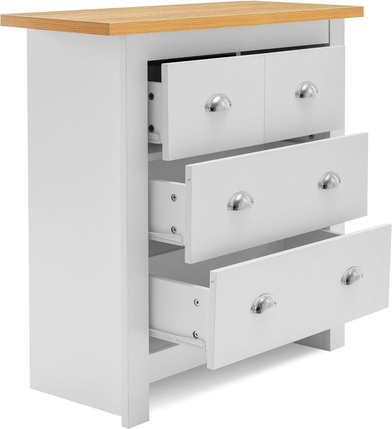 Kosy Koala 4 Drawer White Storage Cabinet - Wood Finish Top - Modern Design - Image 6