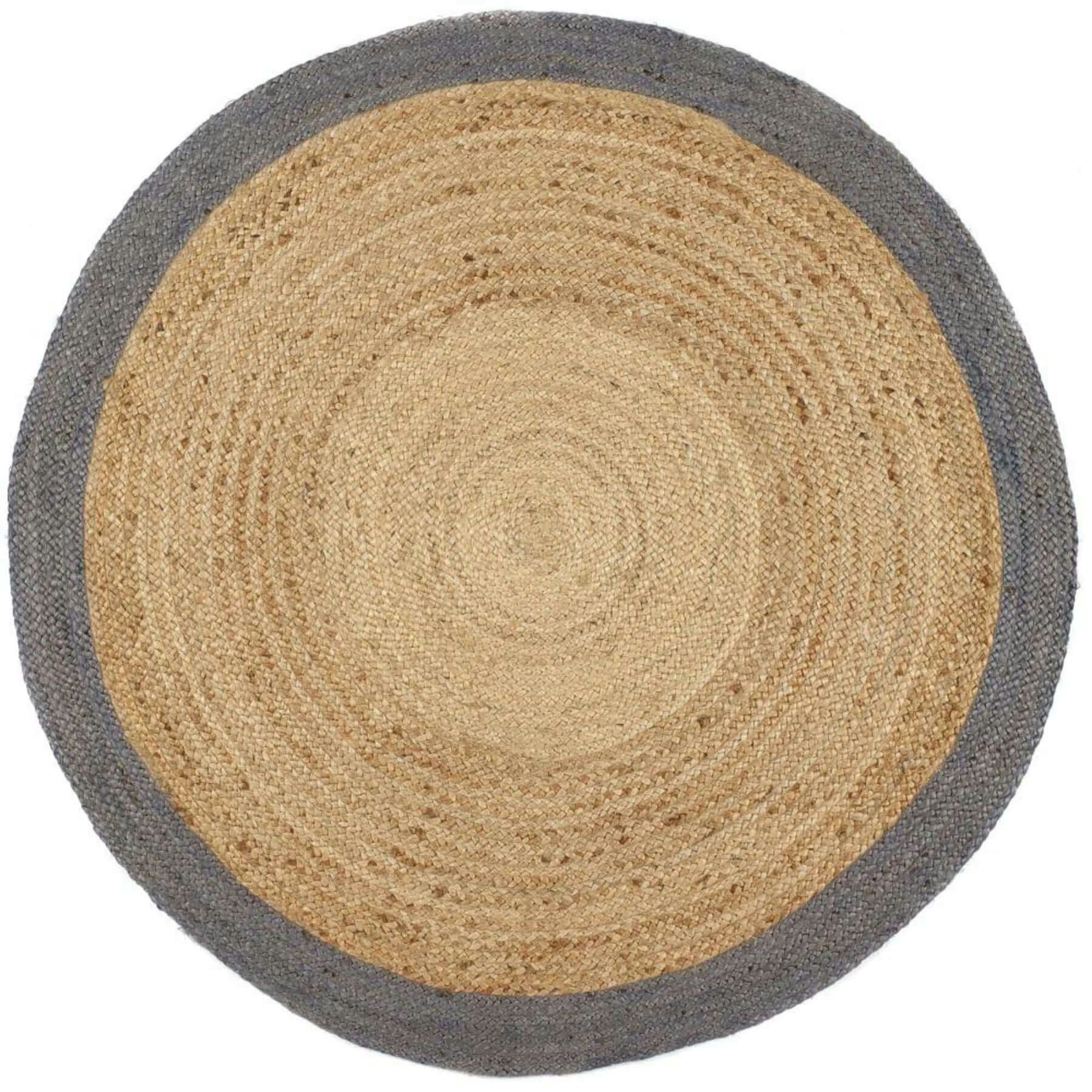 The Rugs Grey Bordered Jute Rug - Ø 150 Cm