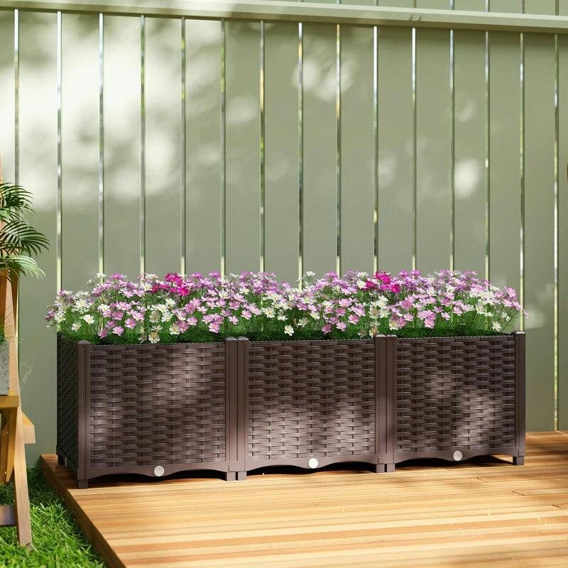 Outsunny Rattan Style Modular Garden Bed - Brown - Extra Small - Image 4