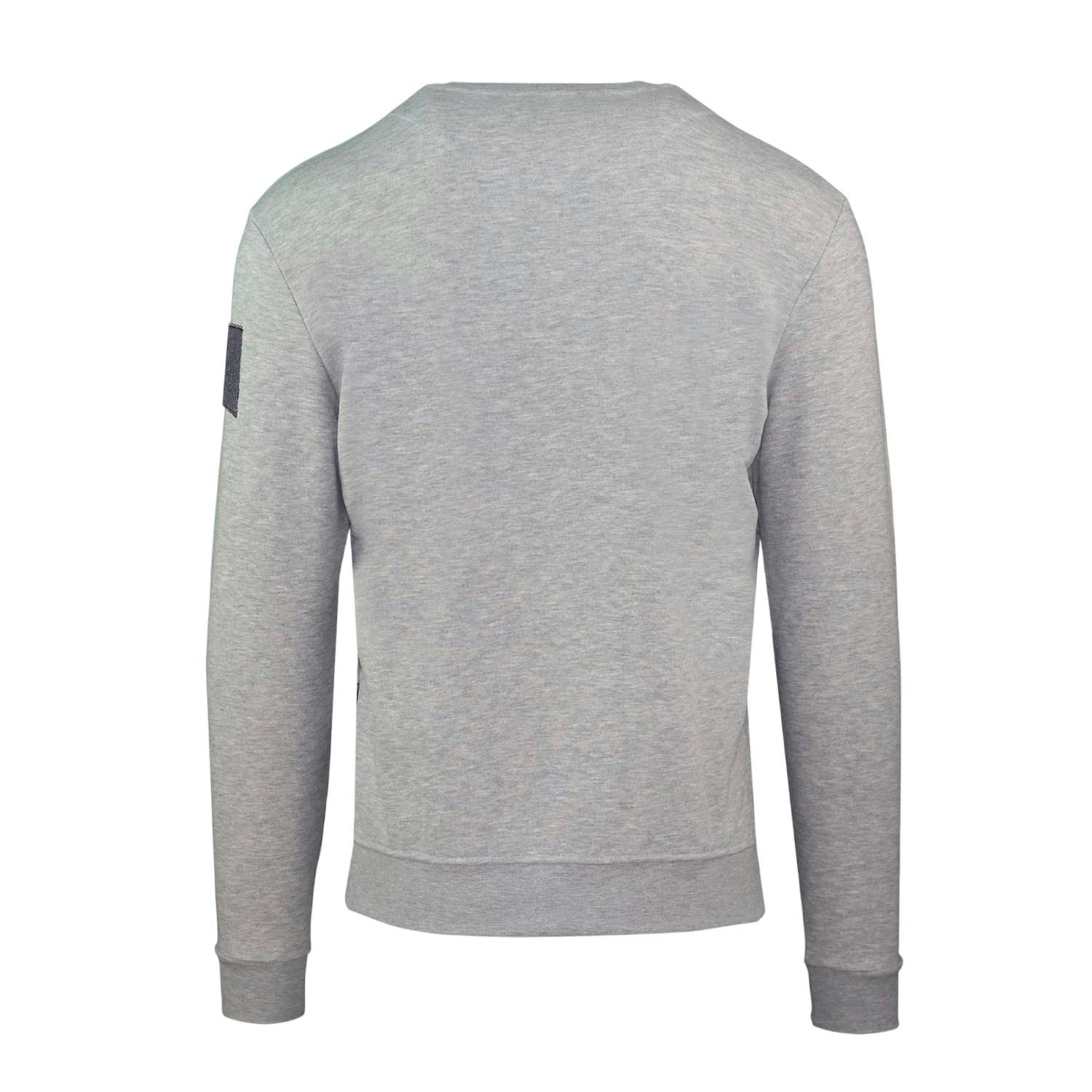 Aquascutum Men's Grey Patch Ribbed Collar Sweatshirt - Xl - 100% Organic Cotton