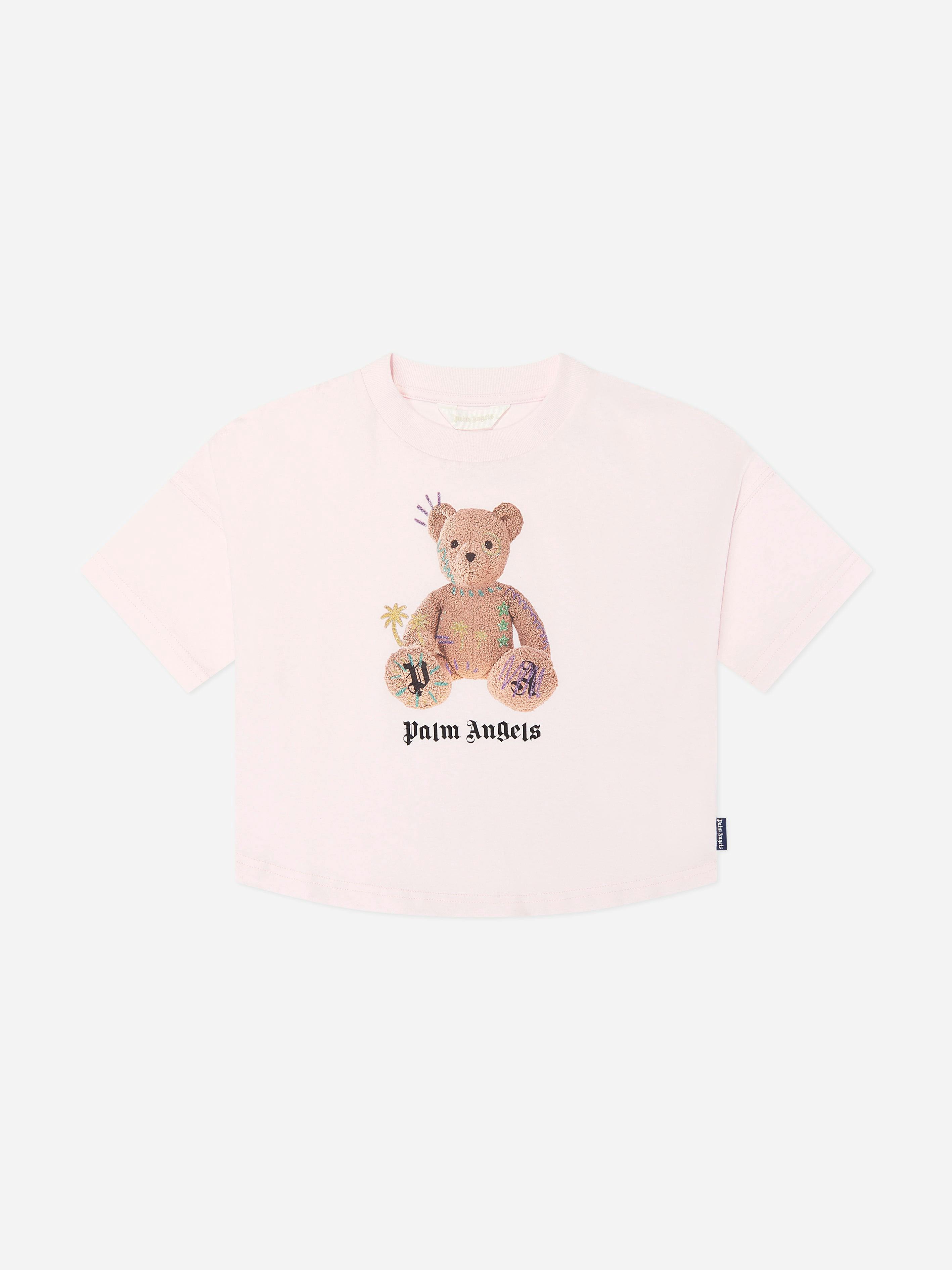 Palm Angels Girls Pink Teddy With Signs Jersey T-Shirt In - 4 Yrs