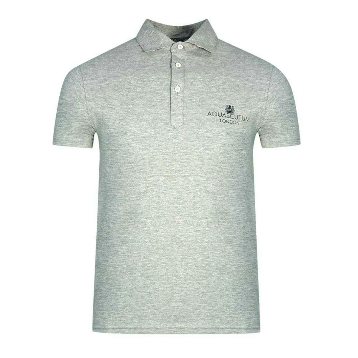 Aquascutum Unisex Grey Adult London Bold Logo Polo Shirt - S