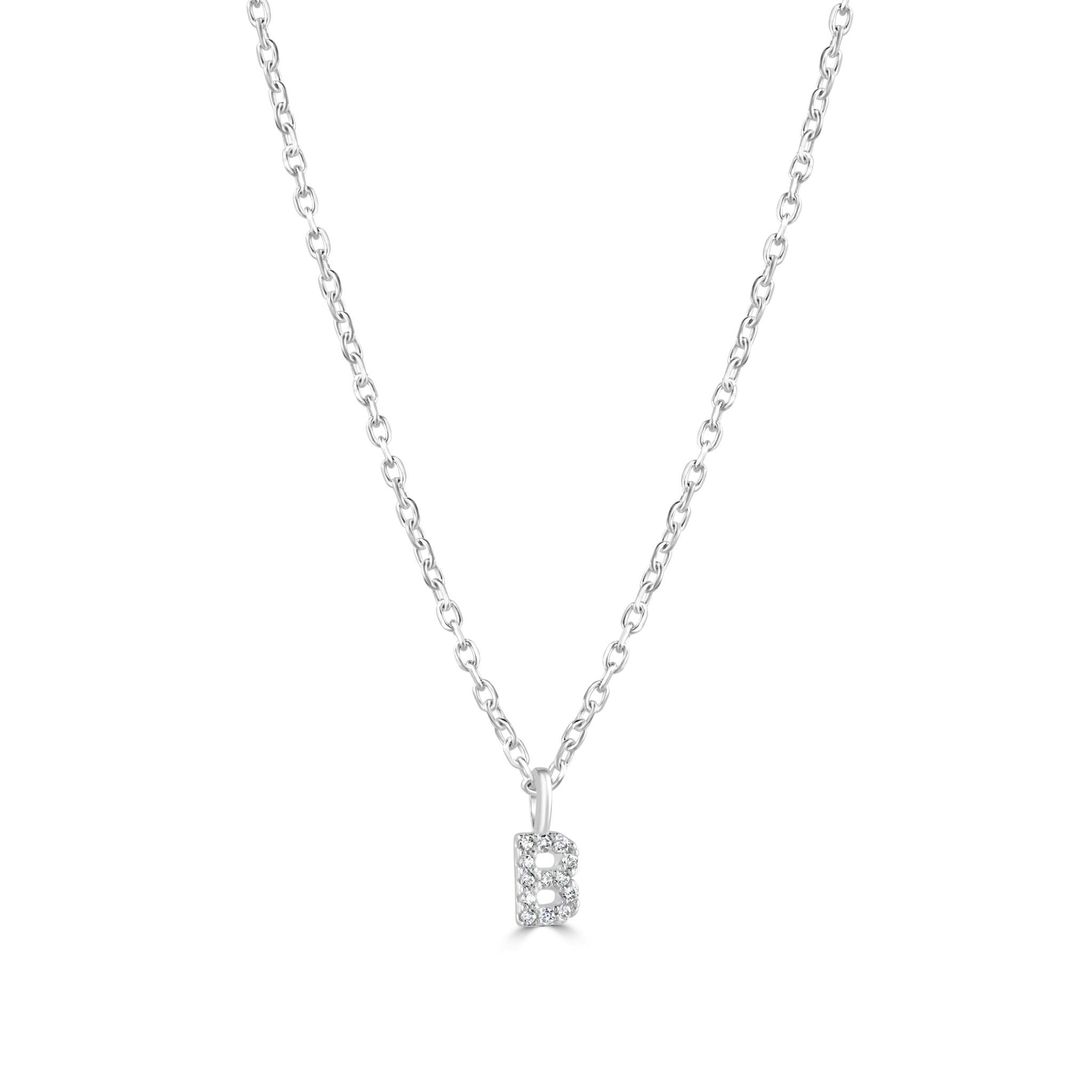 Mylee London Silver Sterling Crystal Initial Necklace - No - B