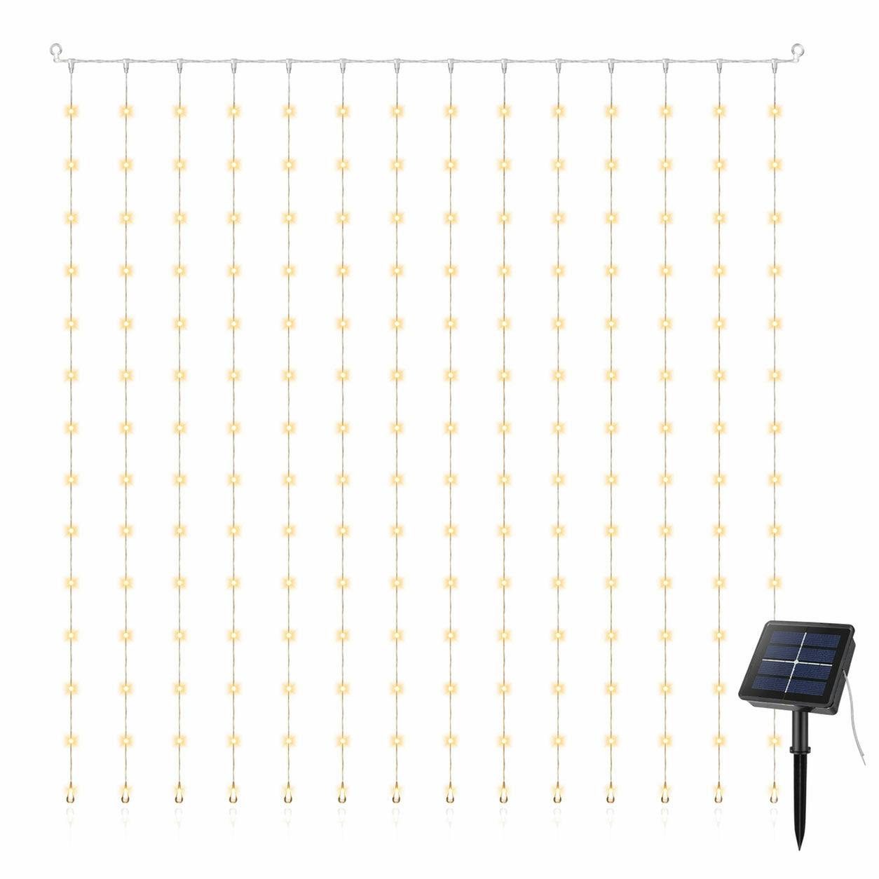 Gardenwize White Solar Curtain Lights – 192 Led Warm Hanging Lights