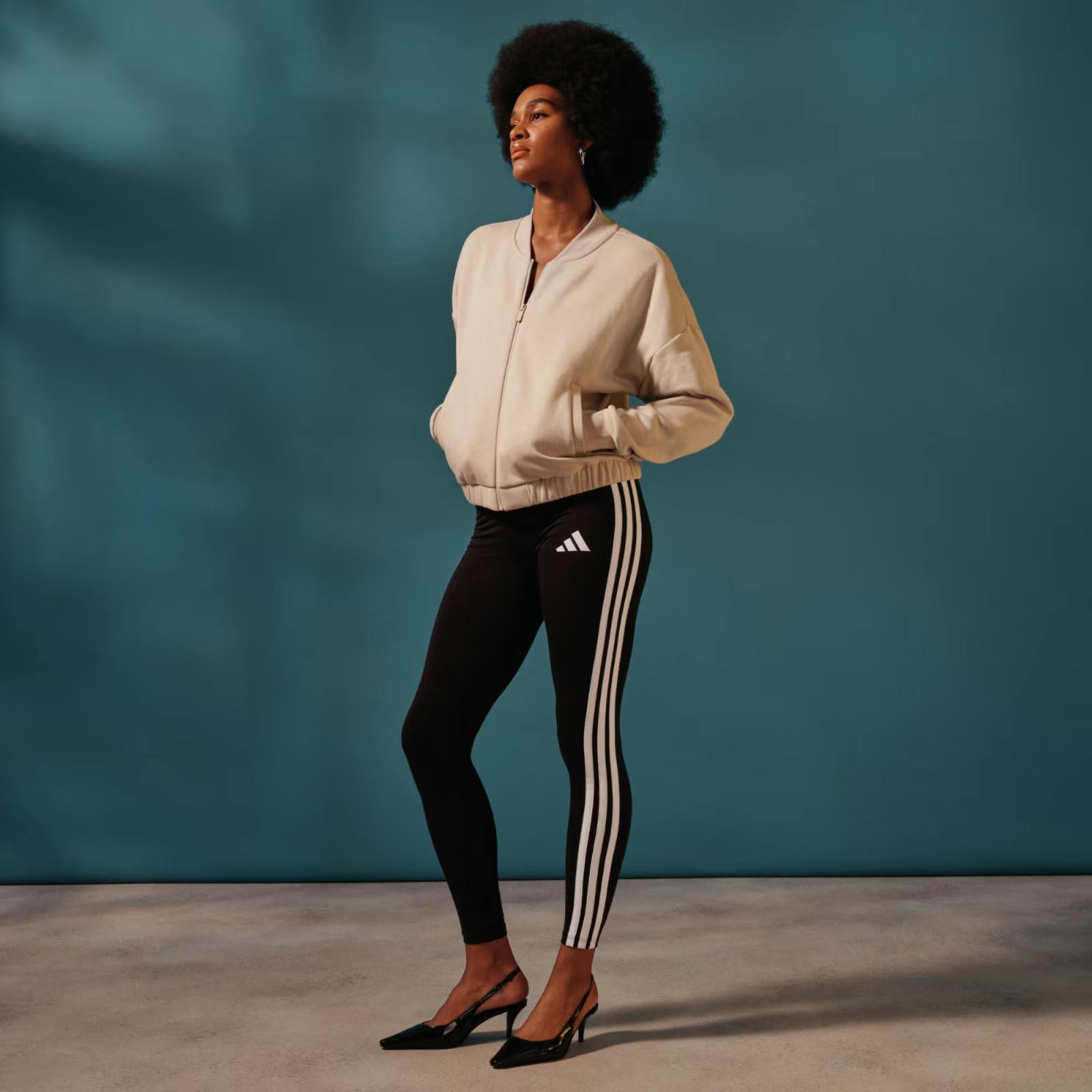 Adidas Women's Black 3 Stripes Essentials Cotton Leggings Je0072 - M
