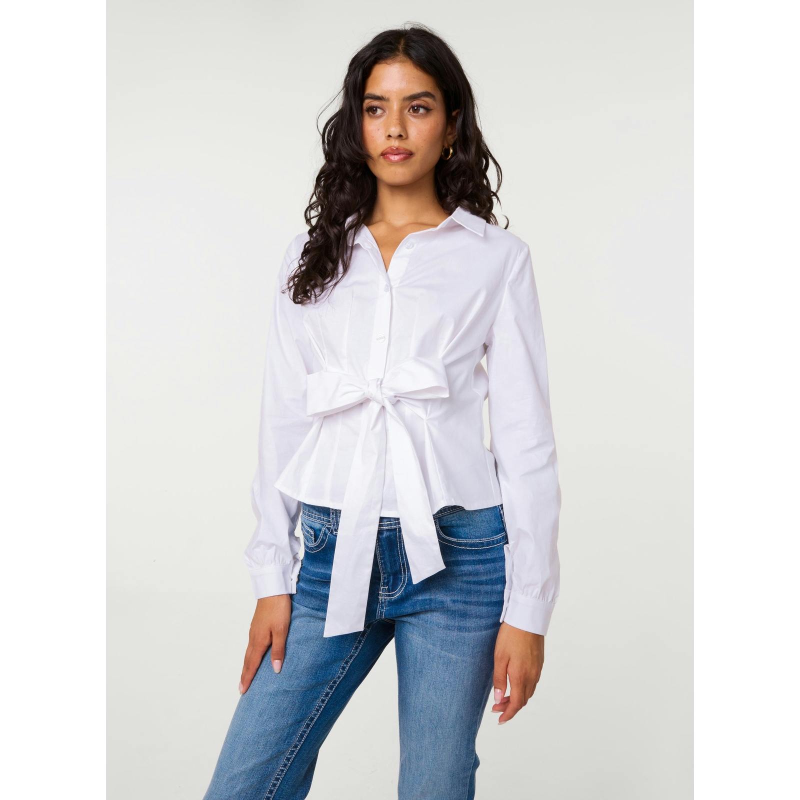 Pink Vanilla Pink/White Vanilla Tie Front Shirt - M