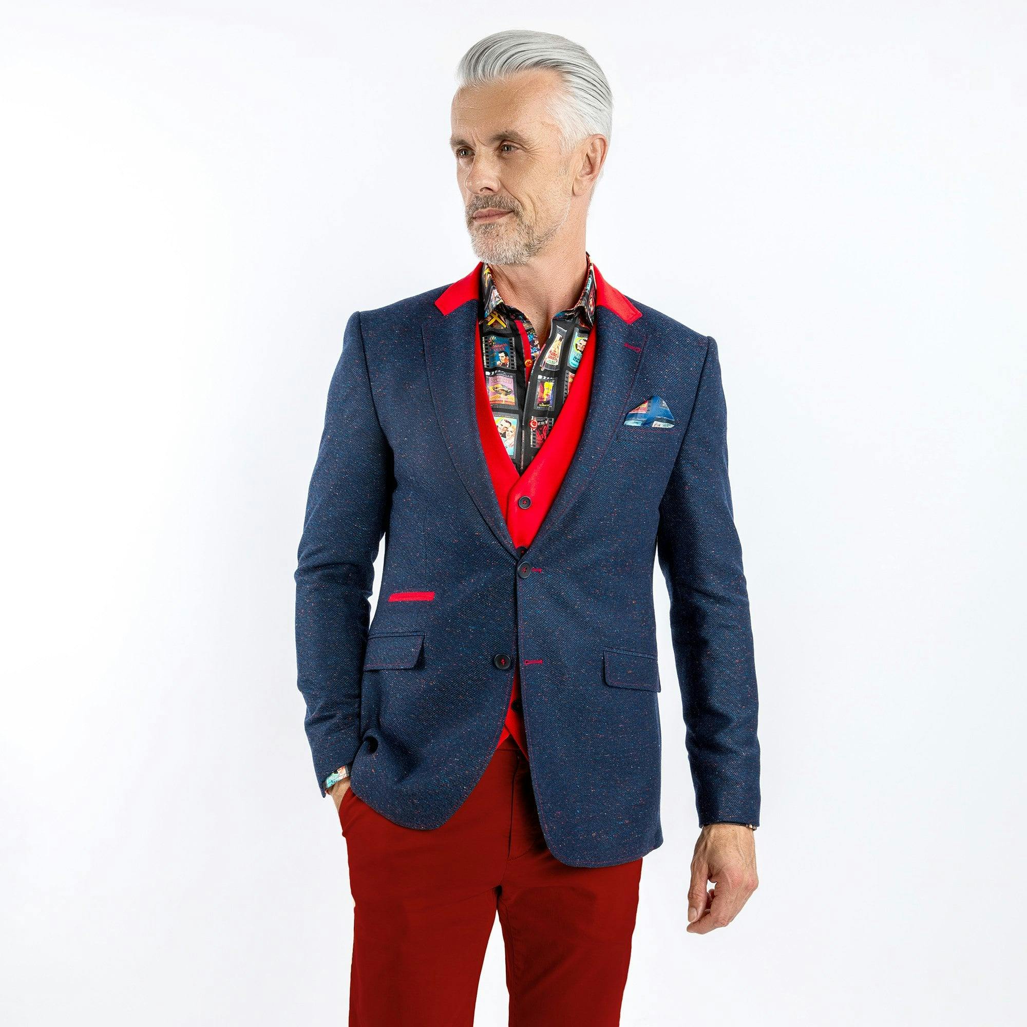 Claudio Lugli Dark/Brown/Green The Creative Contrast Blazer - Navy - 38 Uk/ 48 Eu