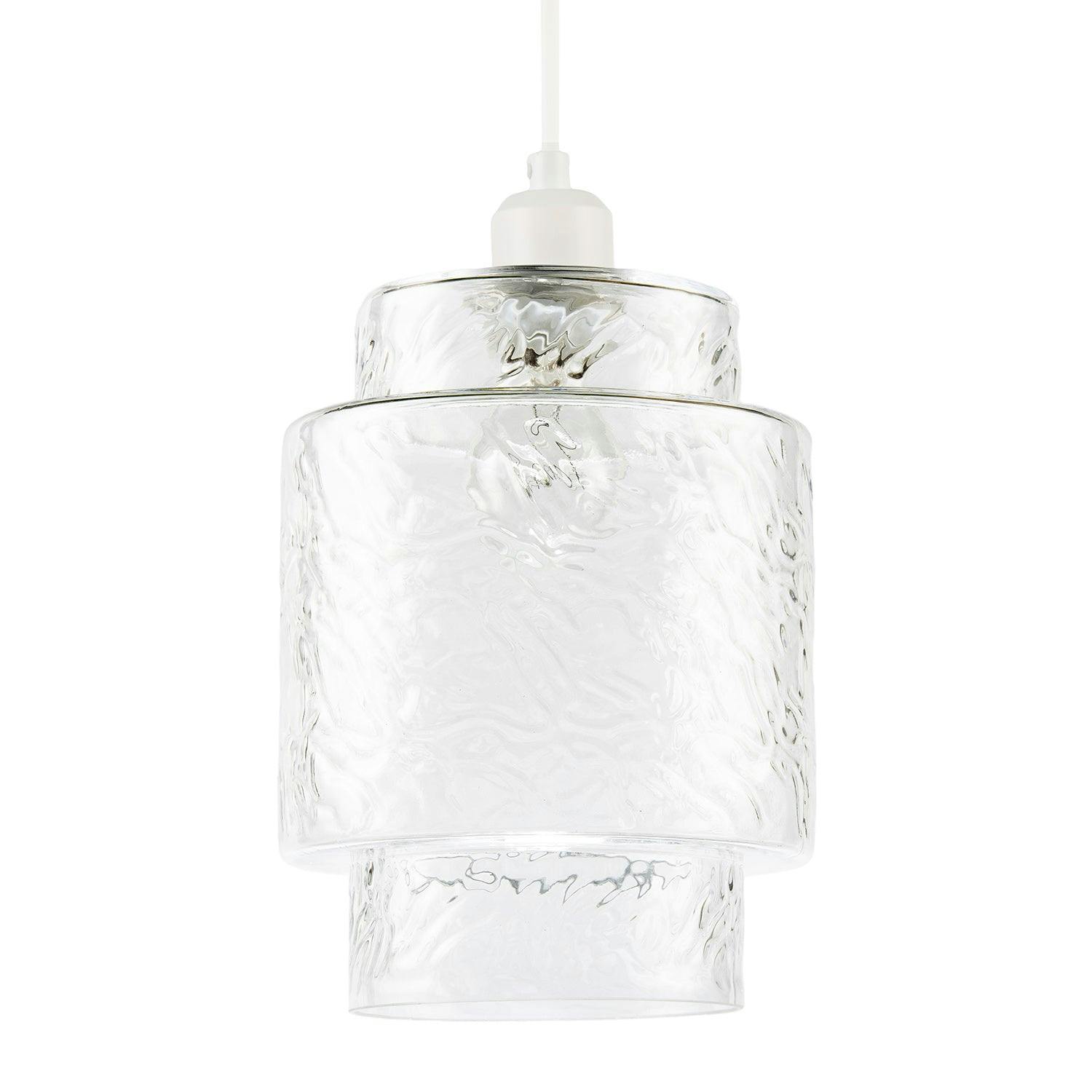 Rackhams Light Clear Layered Glass Cylinder Pendant Shade With Tiered Design