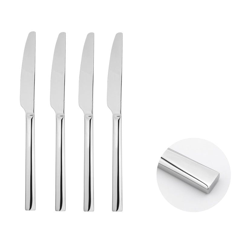 Rackhams Cutlery Sets Stainless Steel 18/8 Dinner Knife 4Pc Set Catering Flat