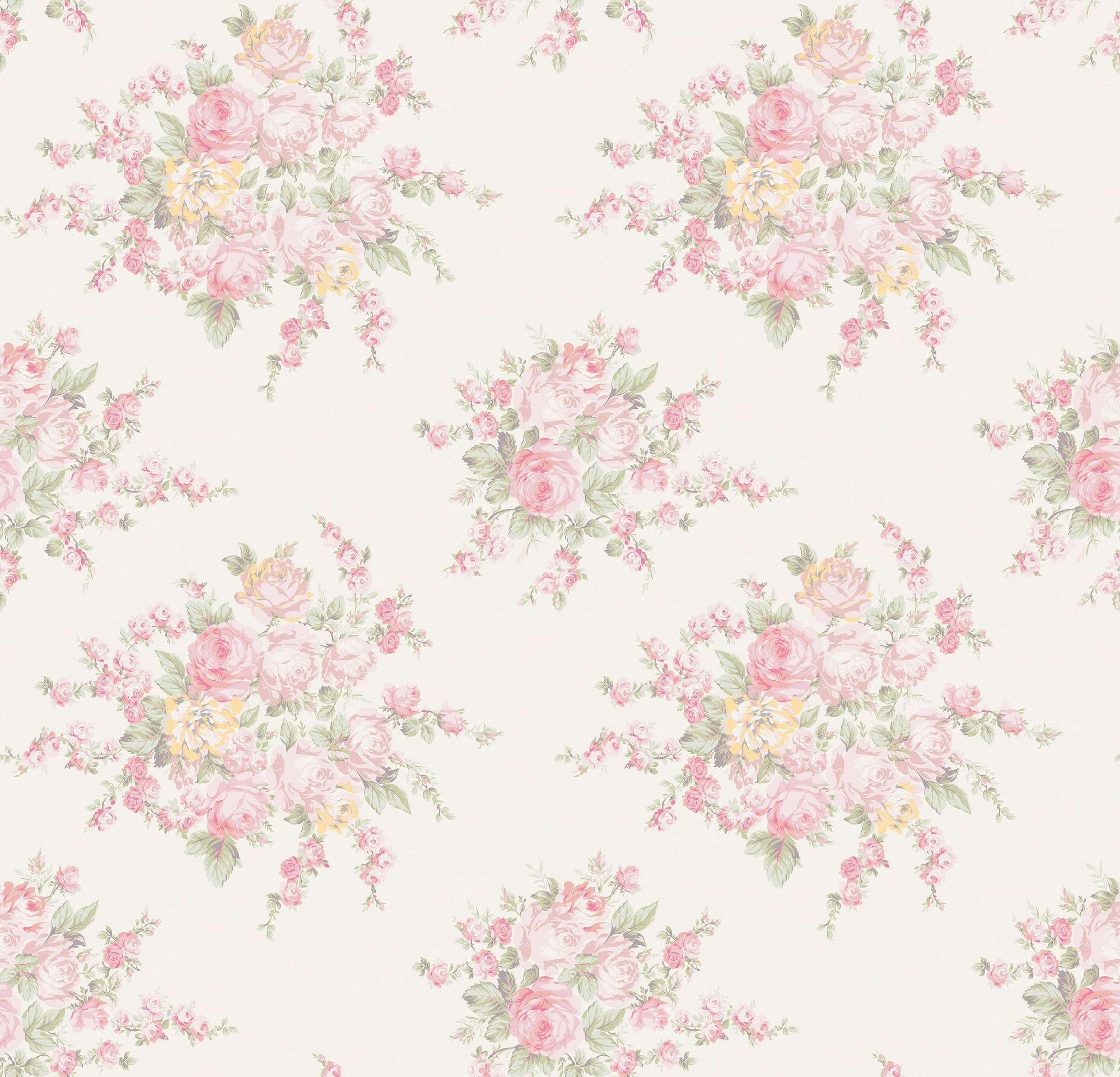 Shabby Chic Pink Rachel Ashwell Rose Blossom Wallpaper | Multi