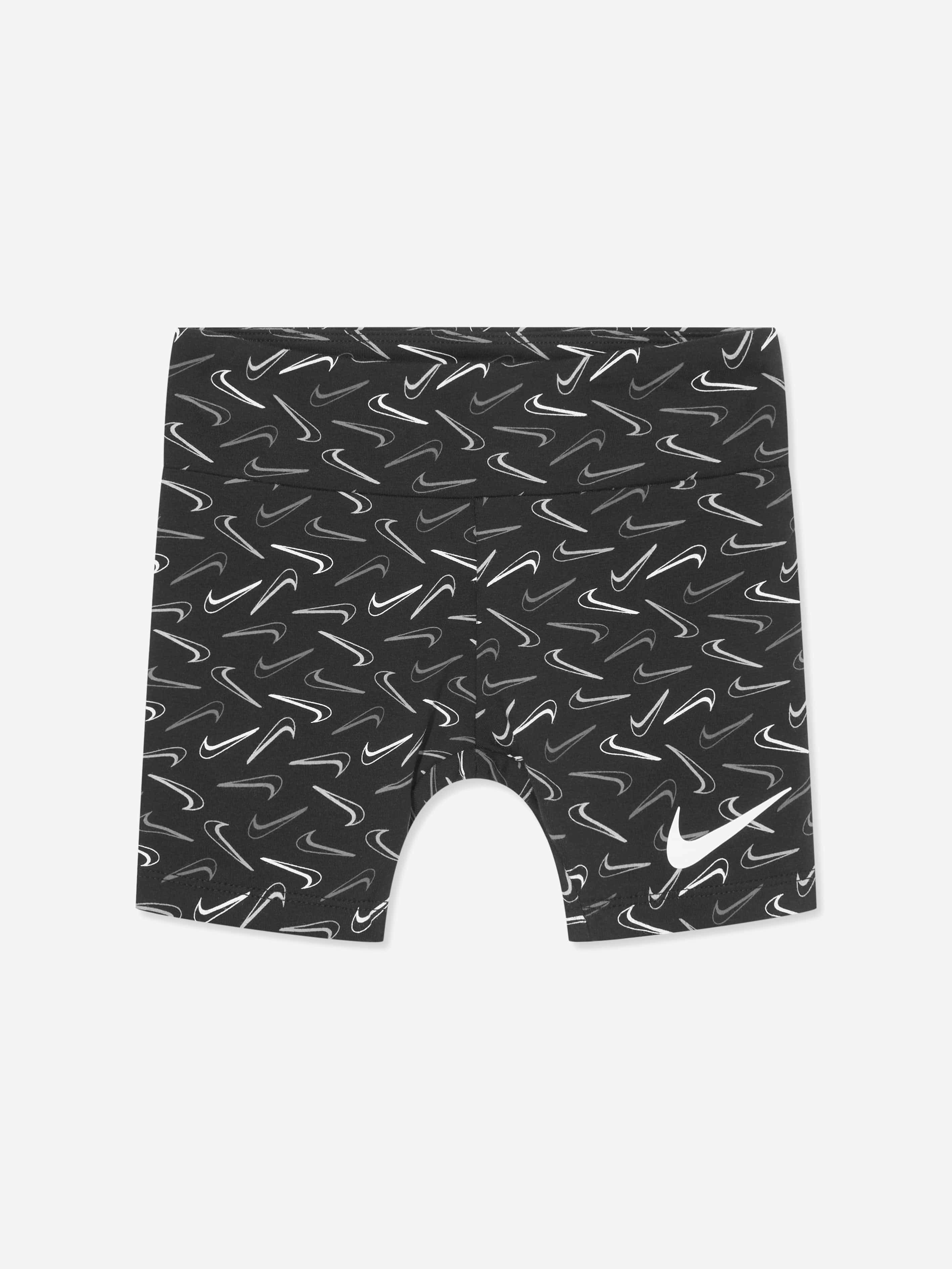 Nike Girls Black Swoosh Logo Bike Shorts In - 2 - 3 Yrs