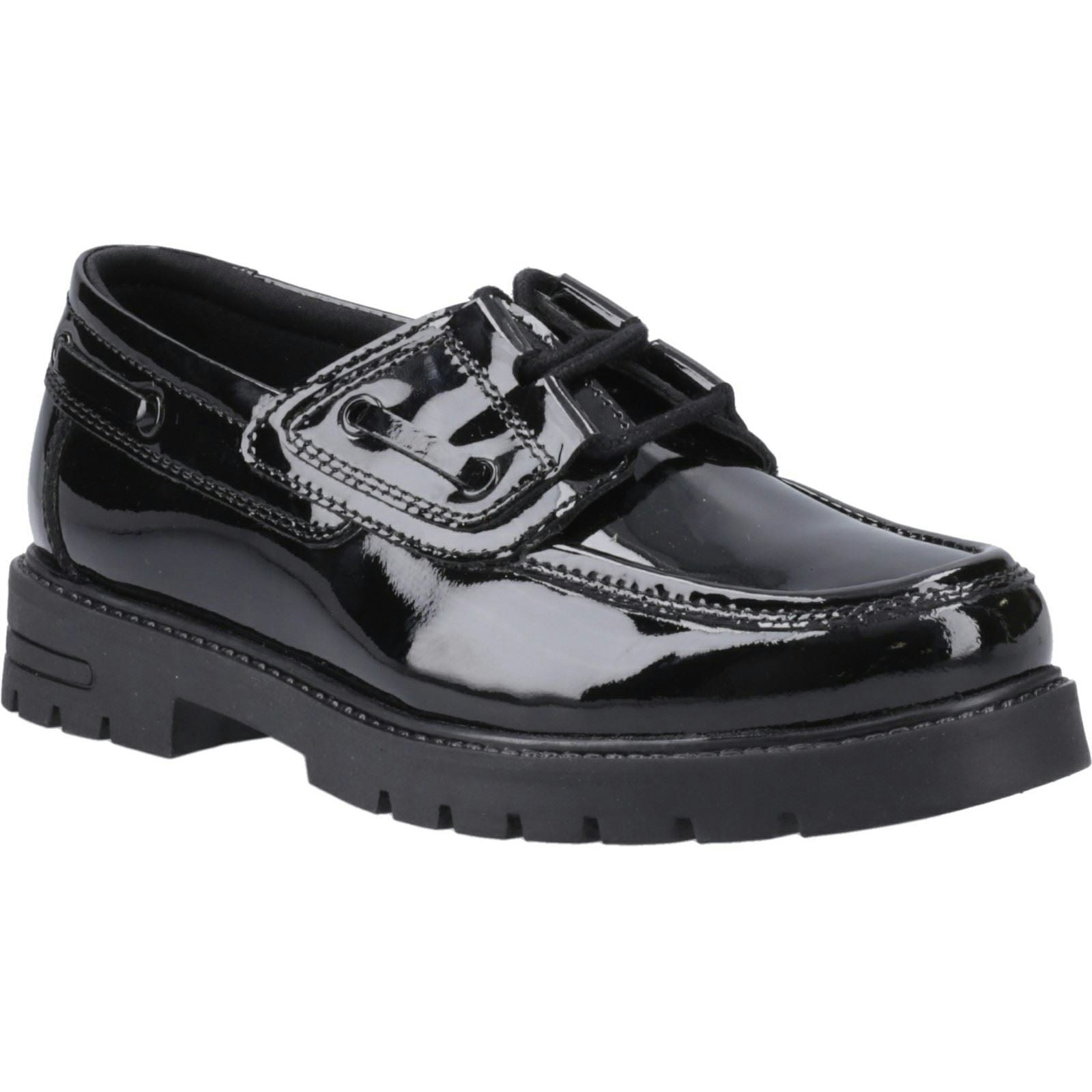 Hush Puppies Girls Black Lucy Leather 'S Boat Shoes - Size 12