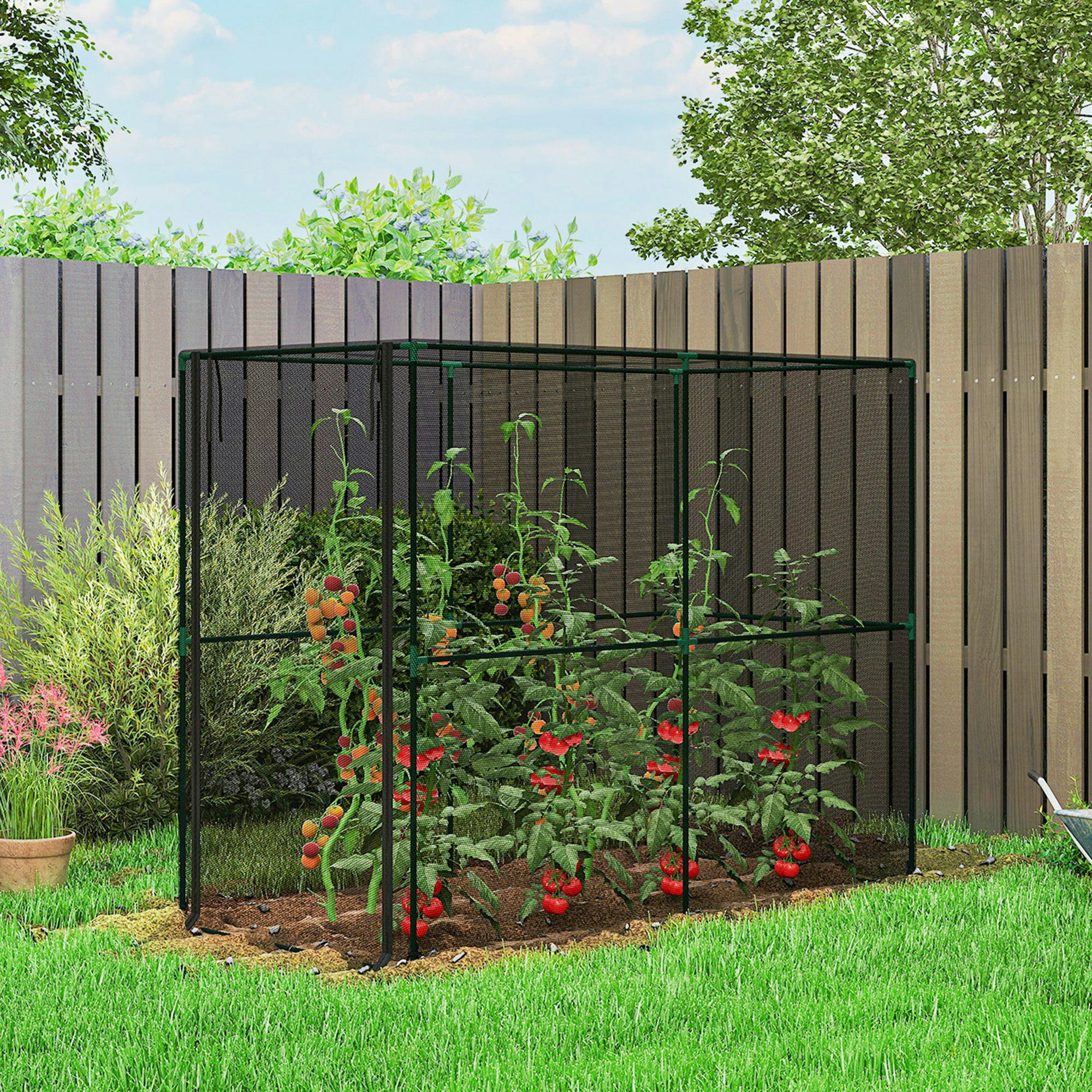 Outsunny Black Fruit Cage Bird Netting, Plant Protection Tent,
