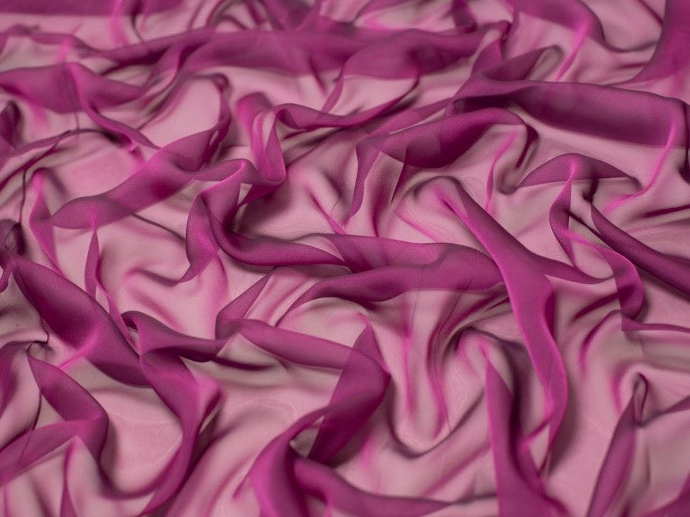 Minerva Magenta Core Range Cationic Sheer Chiffon Fabric - Plain Design Dressmaking Fabric, 145 Cm / 58" Wide - Per Metre