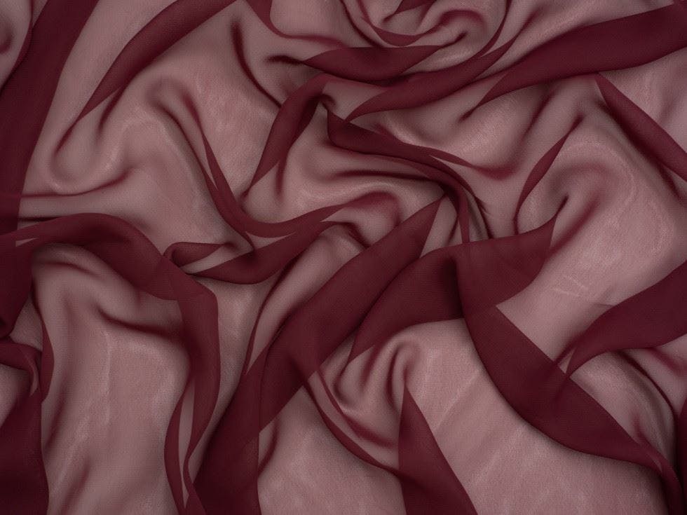 Minerva Core Range Light Minerva Sheer Chiffon Fabric - Plain Design Dressmaking Fabric, 110 Cm / 44" Wide - Per Metre - Cabernet