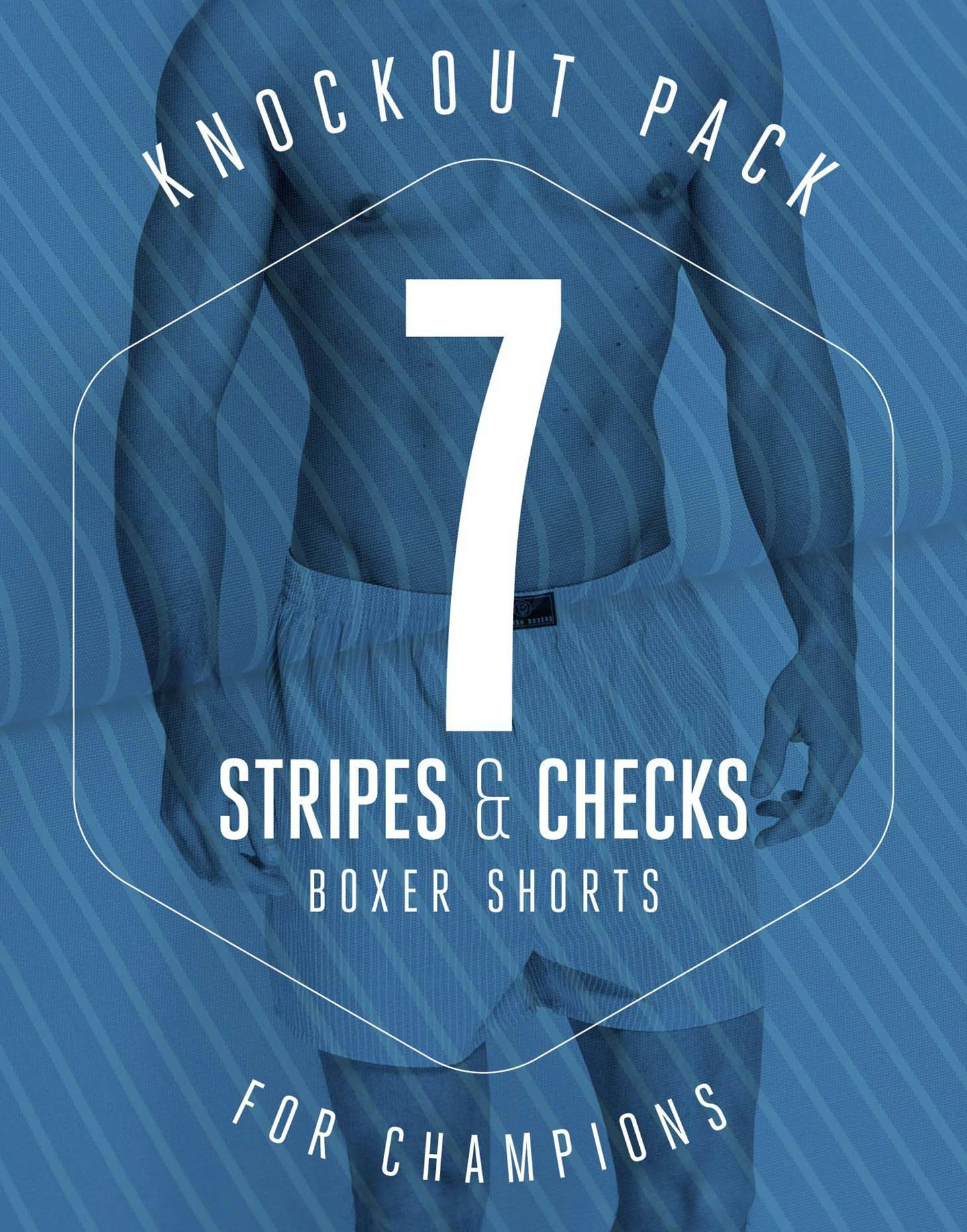 British Boxers Knockout Pack! 7 Pairs Of Boxer Shorts In Stripes & Checks - Small